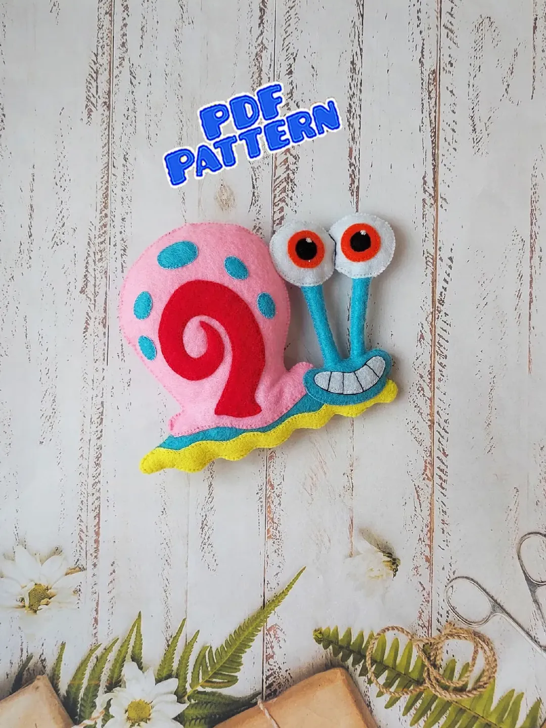 Felt snail pattern Geri made of felt PDF Snail sewing pattern Geri pattern Felt ornament Toy pattern Snail decor PDF