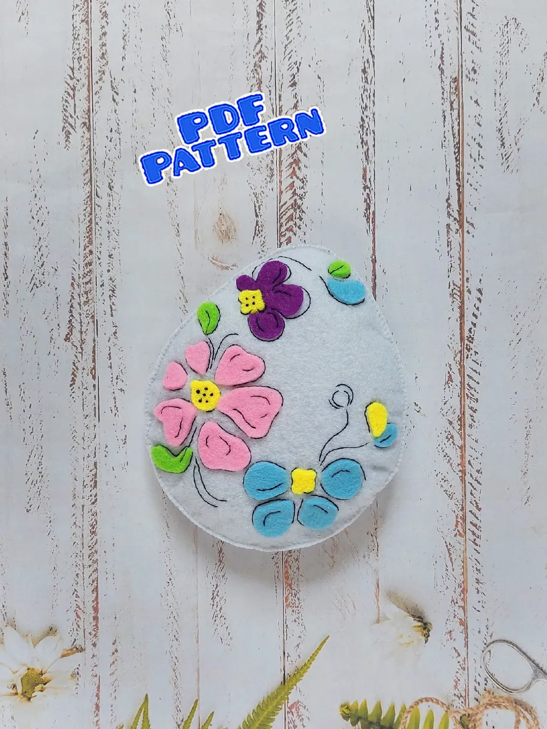 Felt Easter Egg pattern Felt easter decor Felt ornament DIY Easter felt pattern PDF DIY easter gift Felt easter ornament