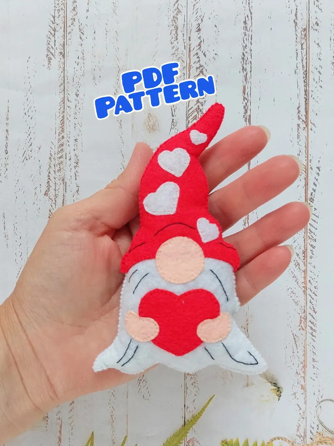 Felt gnome Valentine pattern Valentines day decor Felt pattern