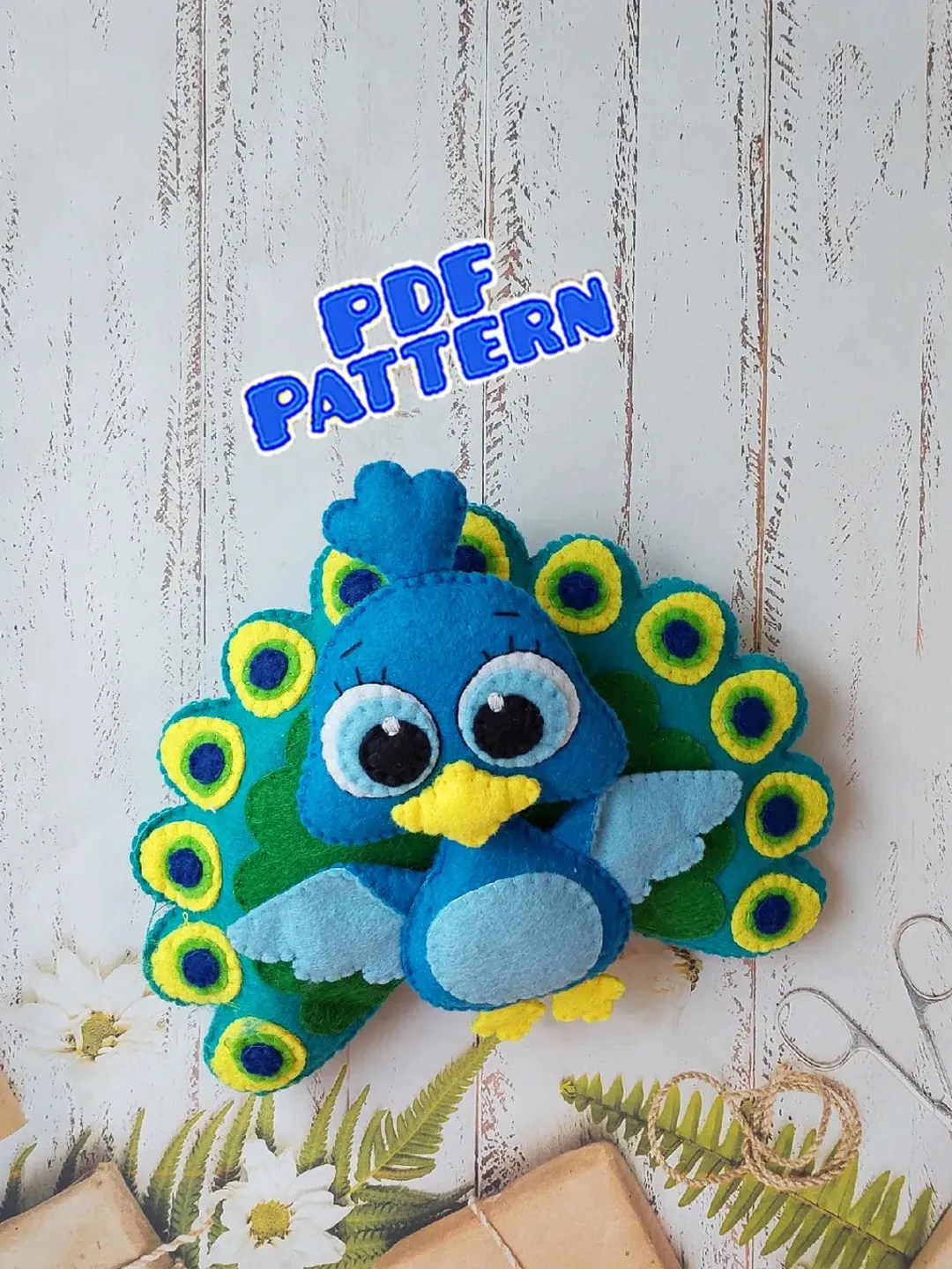 Felt peacock pattern PDF Peacock ornament Felt bird pattern Felt ornaments patterns Pattern felt Felt animal pattern