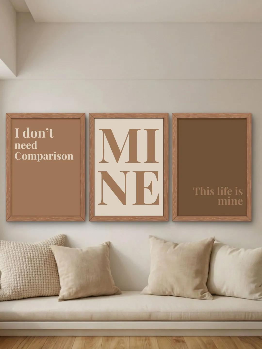 Mine Printable Wall Art Set of 3, Minimalist Affirmation Quote, Neutral Bedroom Decor Prints, Instant Digital Download