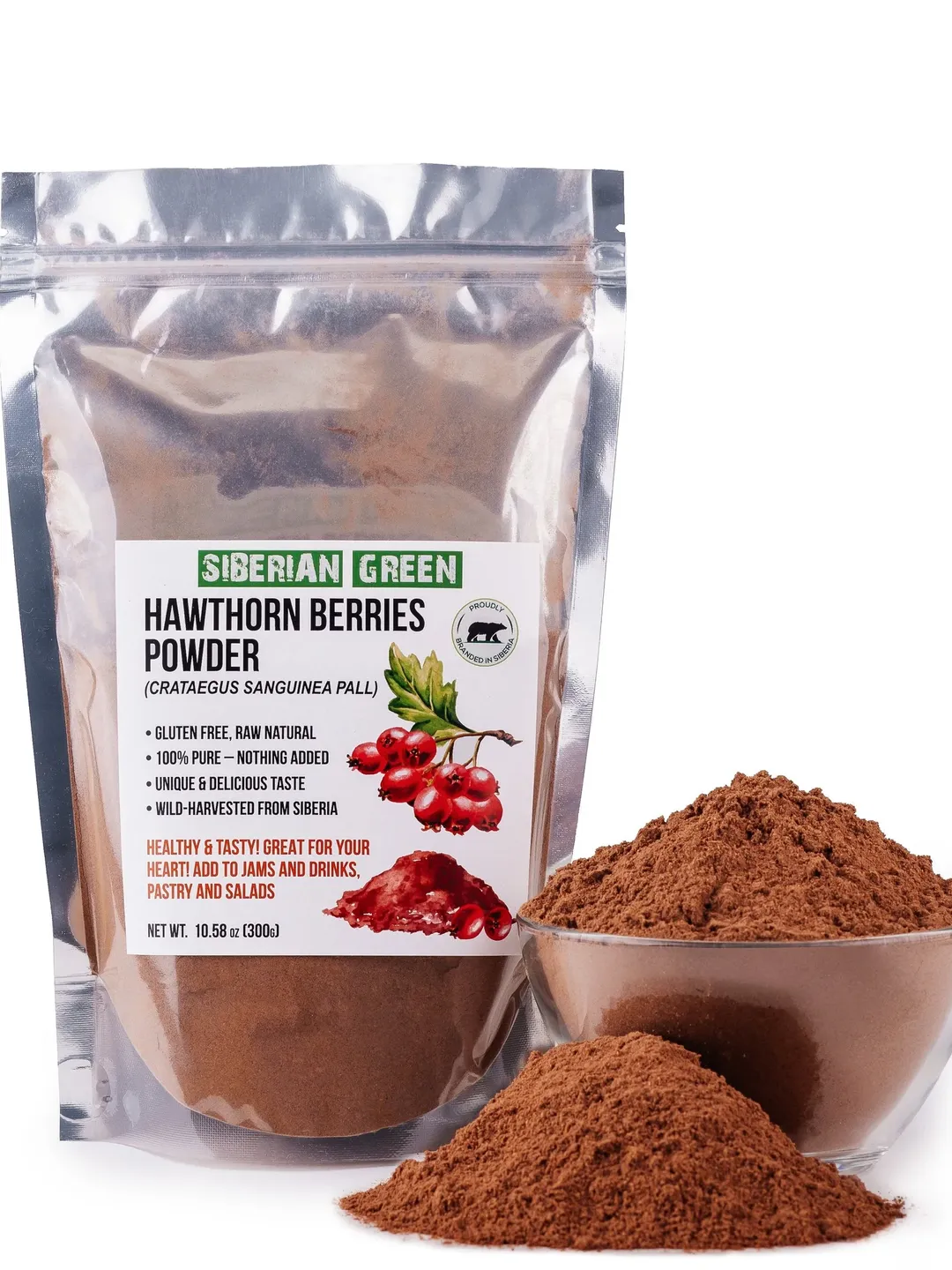 Siberian Hawthorn Dried Berries Powder Flour Tea 300g Wild Harvested Crataegus Sanguinea from Altai