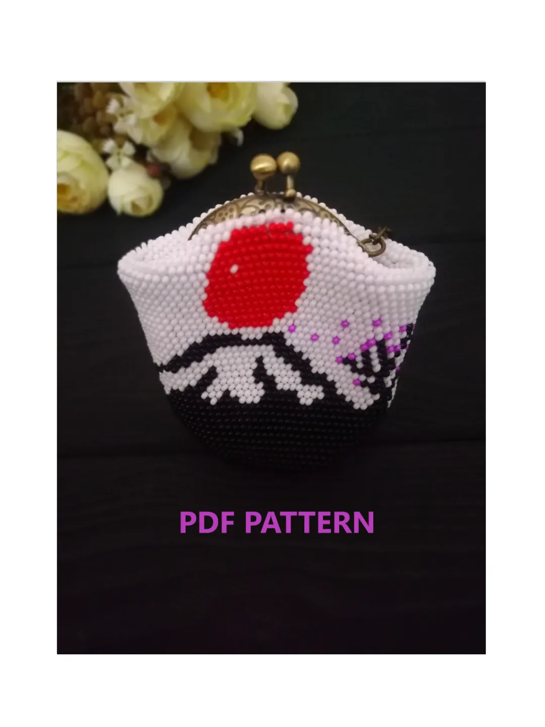 PDF Bead Crochet Pattern, Ladies' Wallet , Cute Purse with a bow for coins