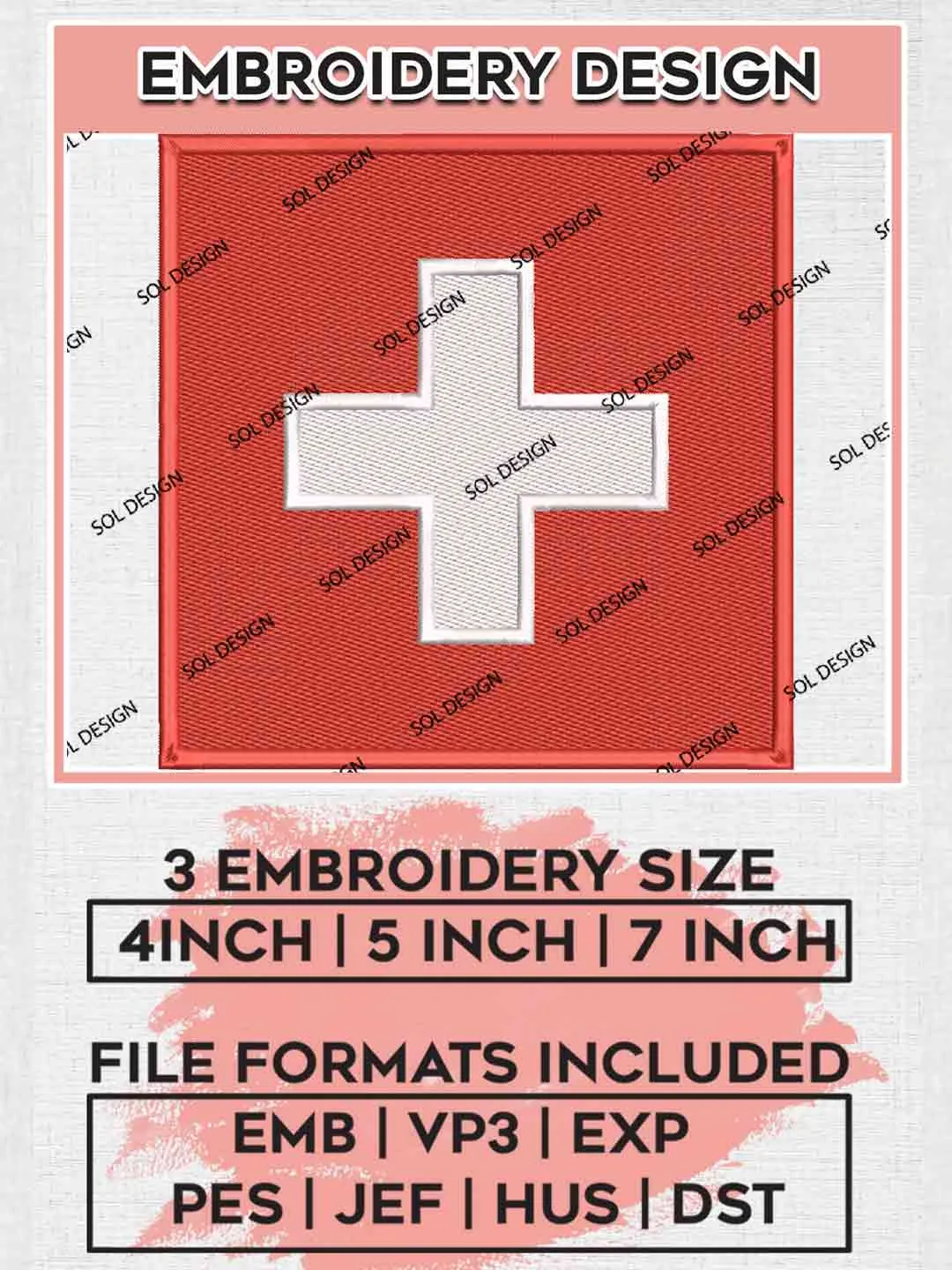 Rossocrociati Football Team Logo Embroidery Designs, Devils Rouges Logo Embroidery files, Switzerland National Football Team, Machine embroidery designs, Digital Download