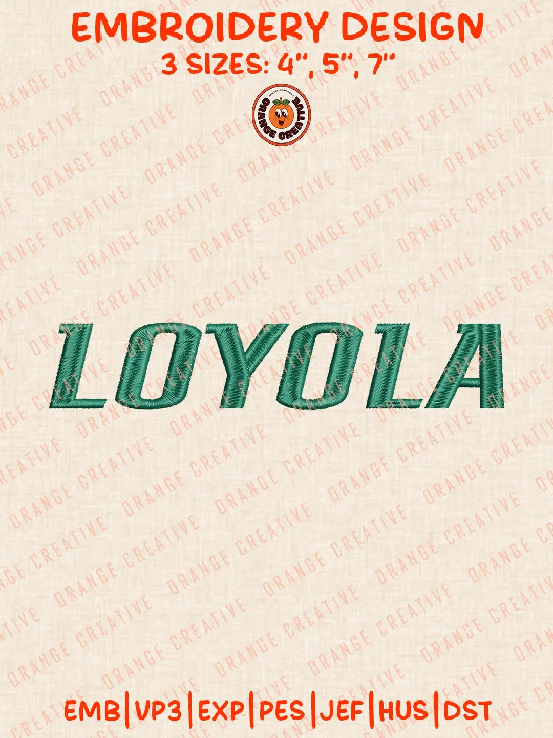 NCAA Loyola Text Embroidery Design, NCAA Loyola Maryland Greyhounds Team Logo Embroidery Design, Machine Embroidery Design File, 4 Sizes, Custom Size, Digital Download