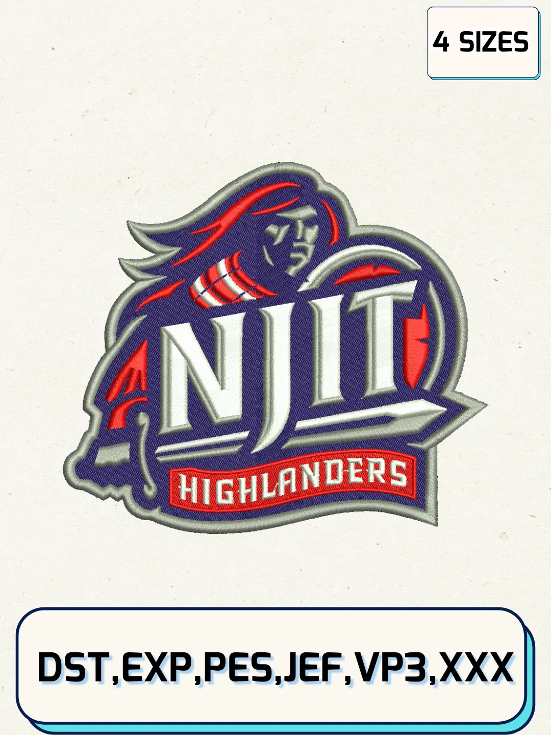NJIT Highlanders Logo Embroidery Design,NCAA Logo Embroidery