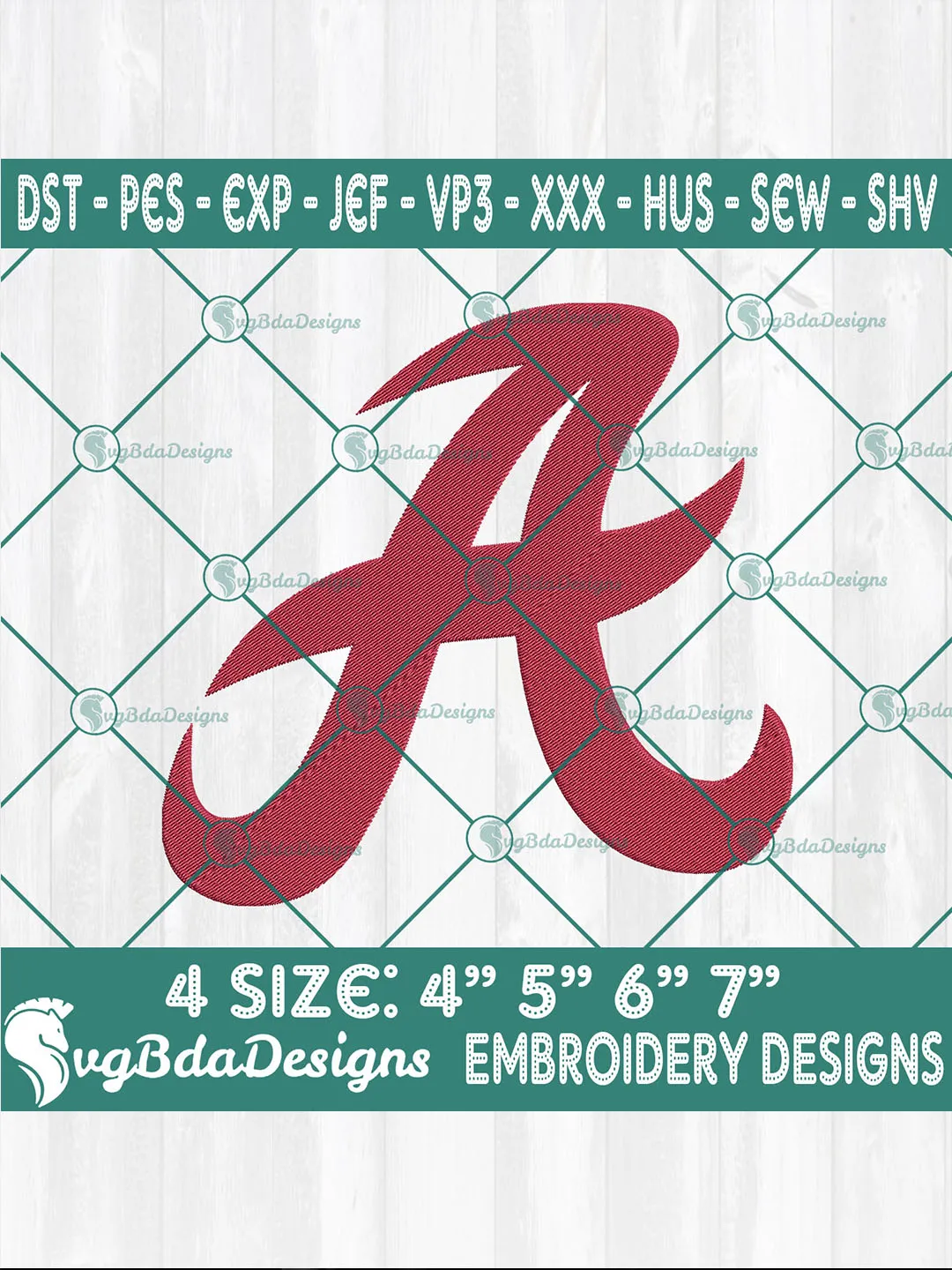 Alabama Crimson Tide Logo Embroidery Designs | NCAA Football Digital Files