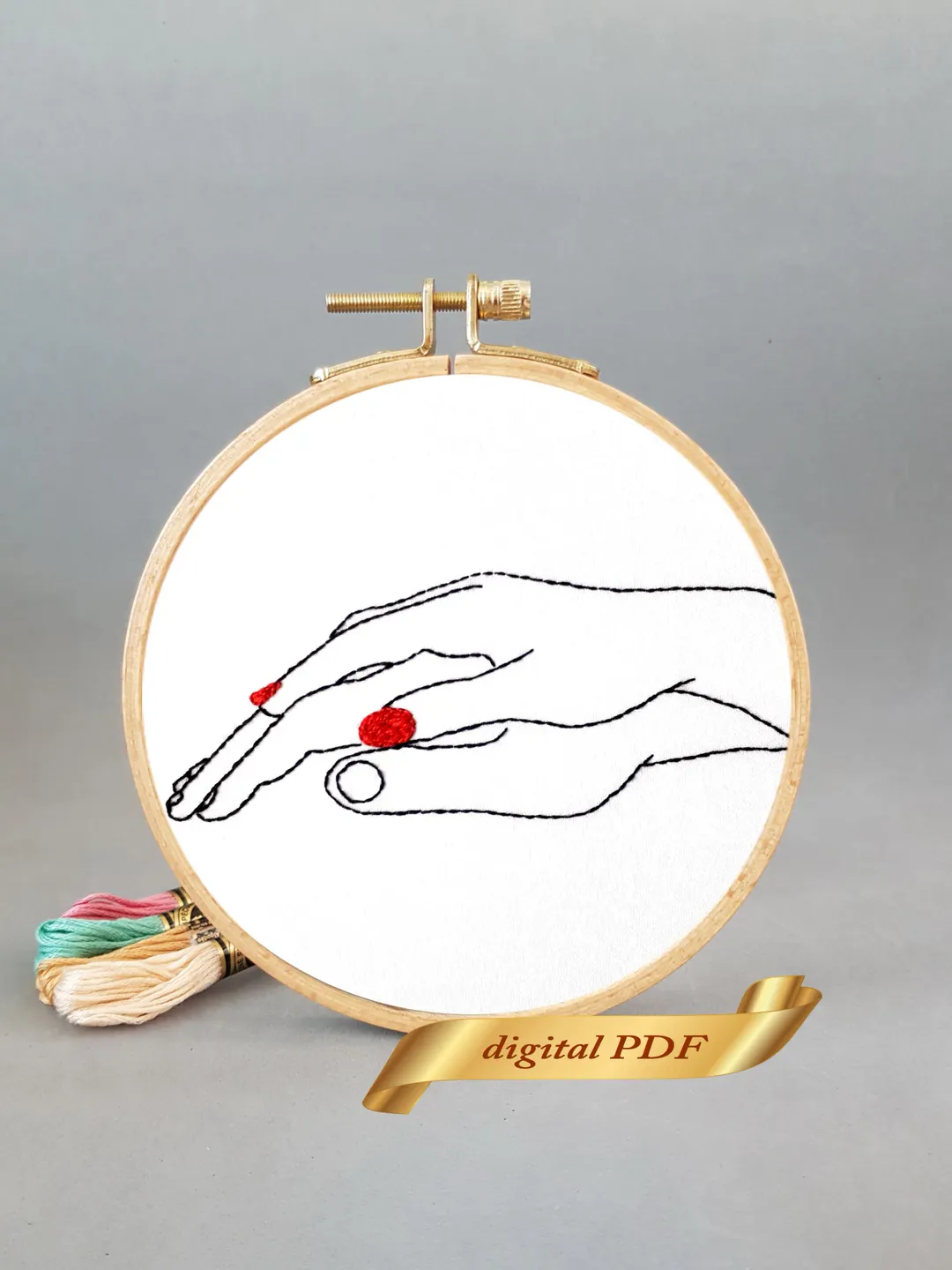 Silhouette hand pdf, pattern easy embroidery DIY, metrics for wedding