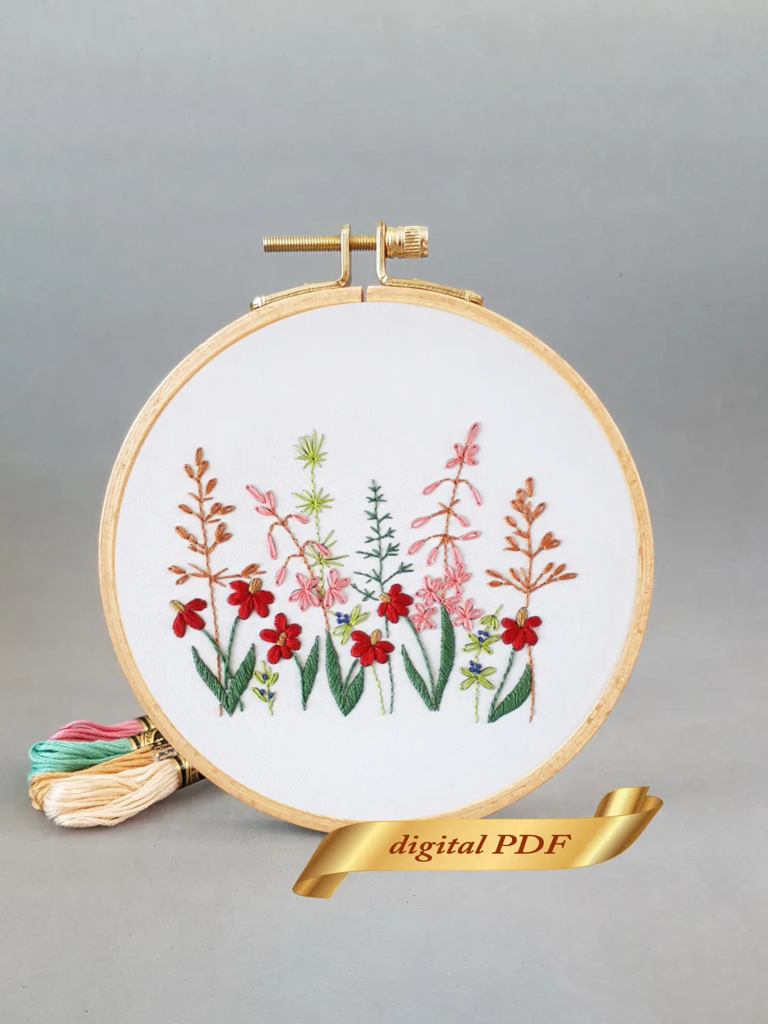 Wild flowers pattern PDF hand embroidery DIY, Floral design