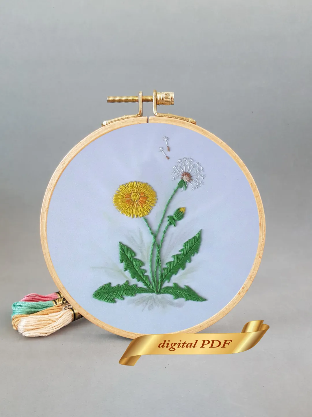 Dandelion pattern pdf embroidery, Easy embroidery DIY