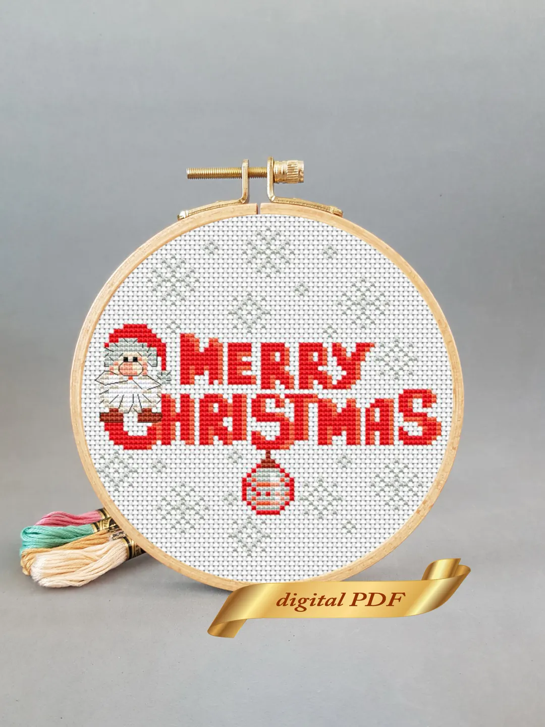 Christmas pattern pdf cross stitch, Easy embroidery Santa