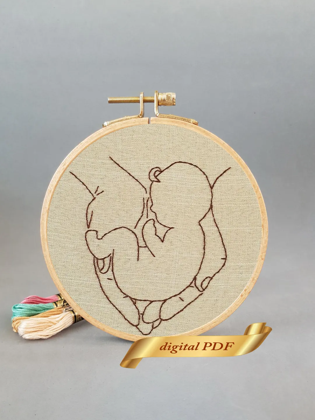 Silhouette hand embroidery pdf, pattern easy embroidery DIY, metric for baby