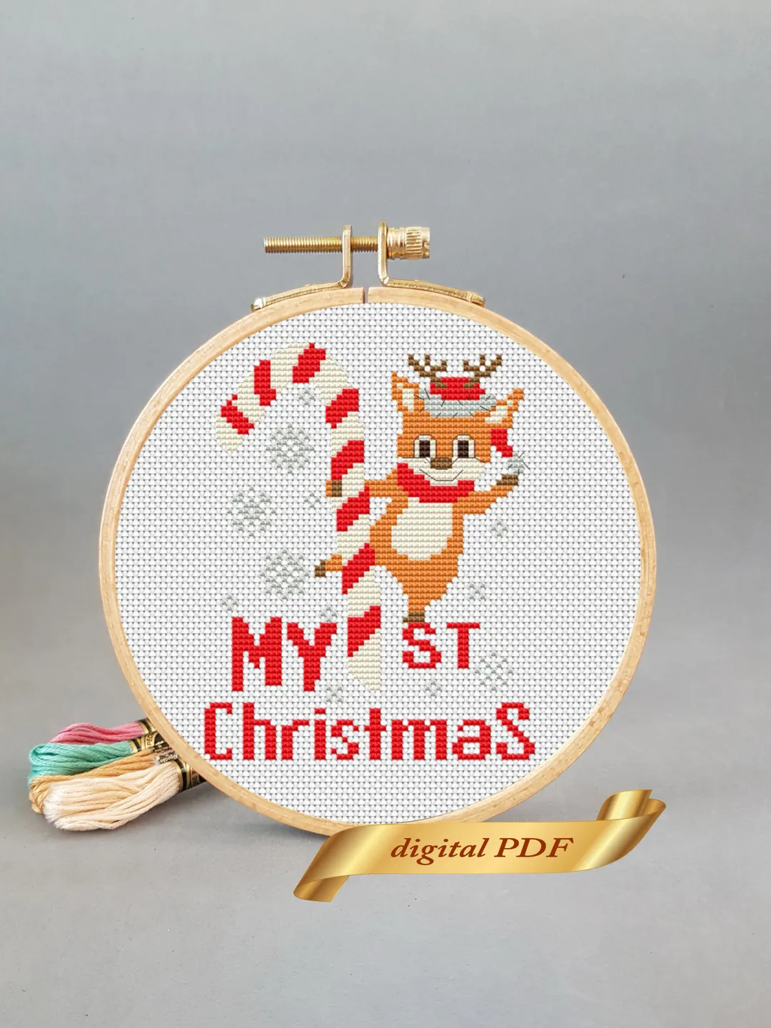 Christmas pattern pdf cross stitch, Easy embroidery my 1st Christmas.