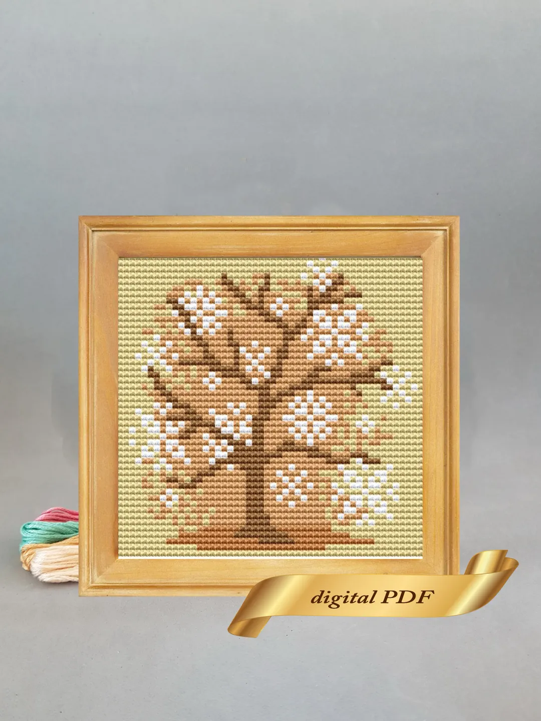 Snow tree pattern pdf cross stitch, Easy embroidery DIY