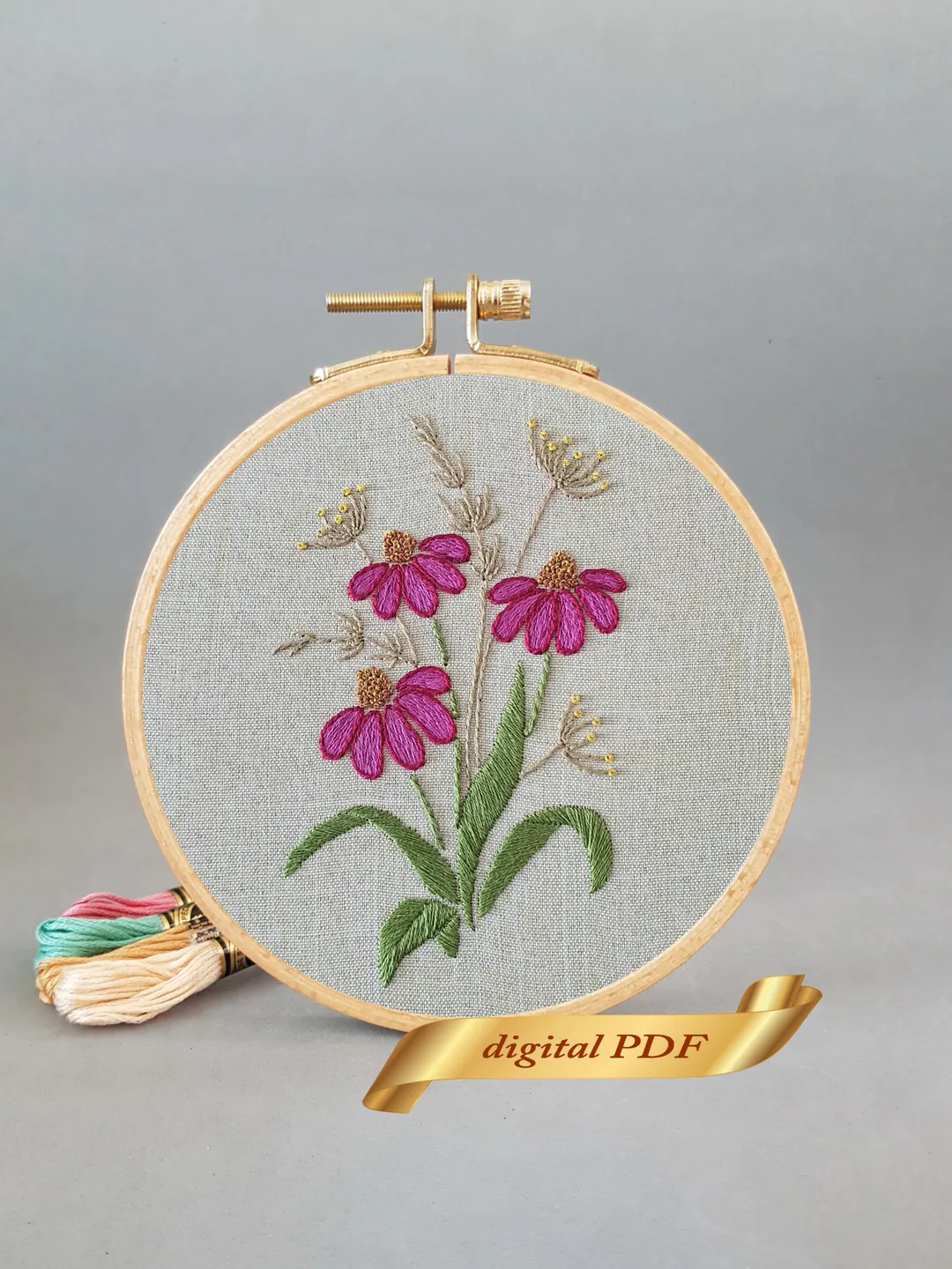 Garden flowers pattern pdf embroidery, Easy embroidery DIY