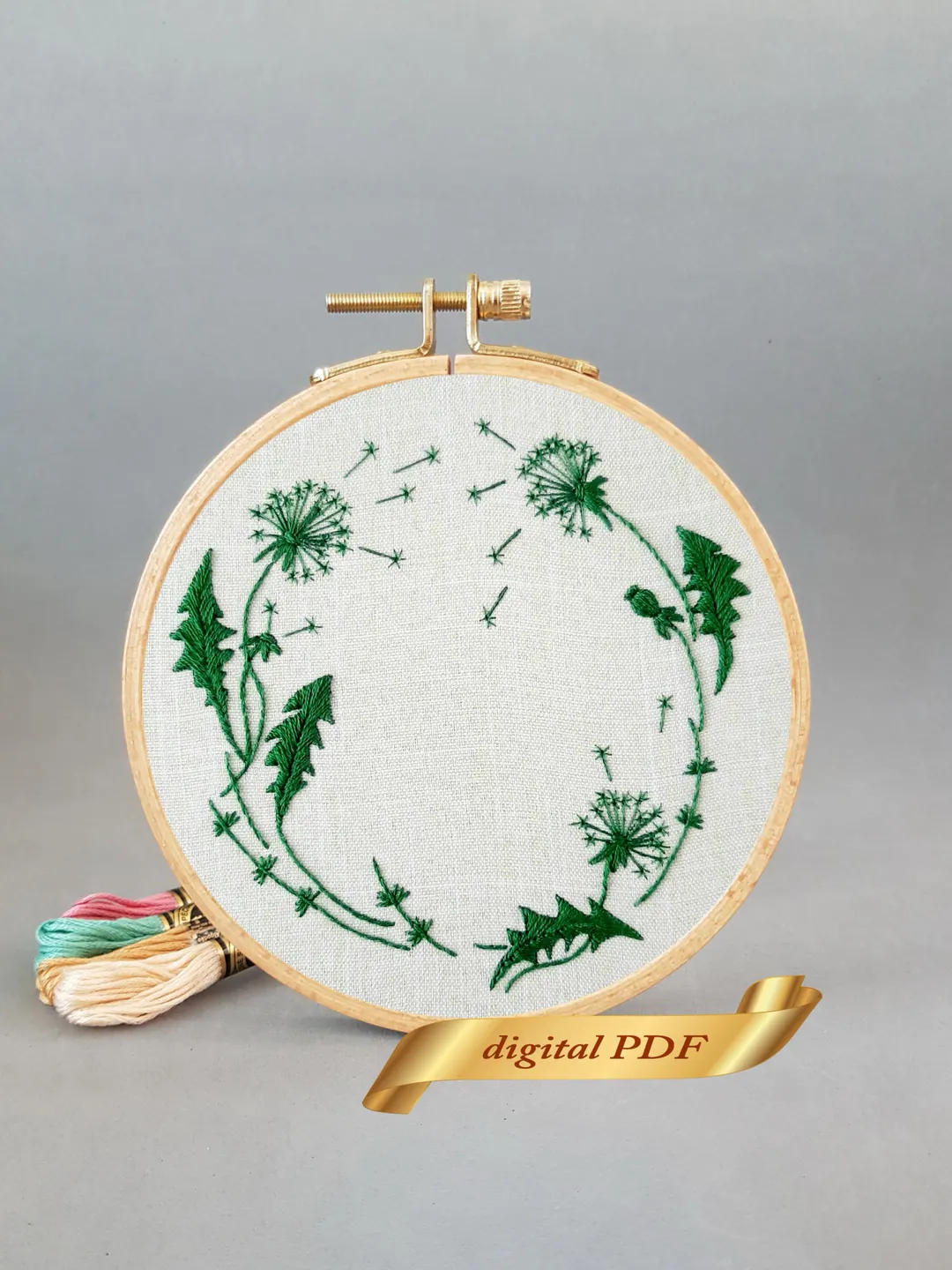 Dandelion pattern pdf embroidery, Easy hand embroidery DIY