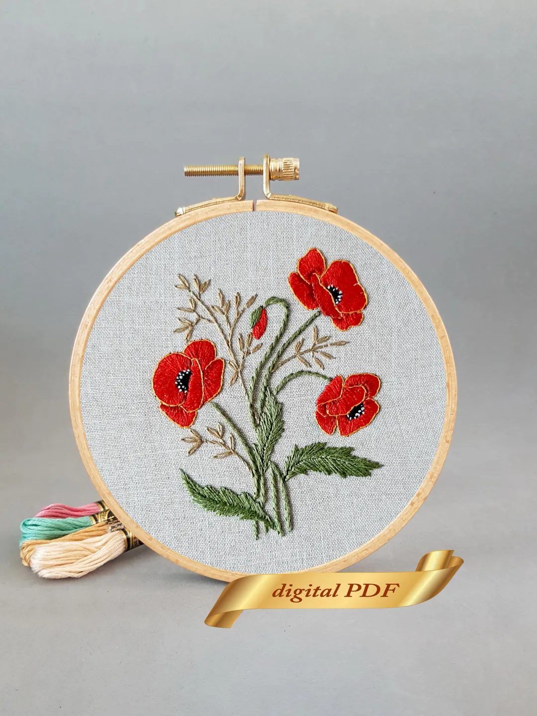 Bouquet irises pattern PDF hand embroidery DIY, Floral design