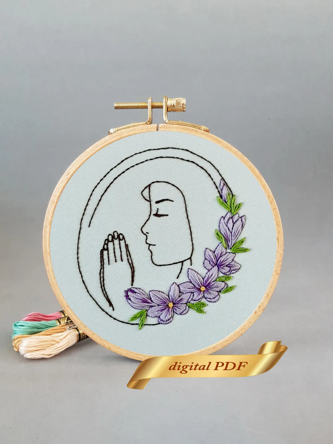 Easter prayer pattern pdf embroidery, Easy embroidery DIY, flower embroidery