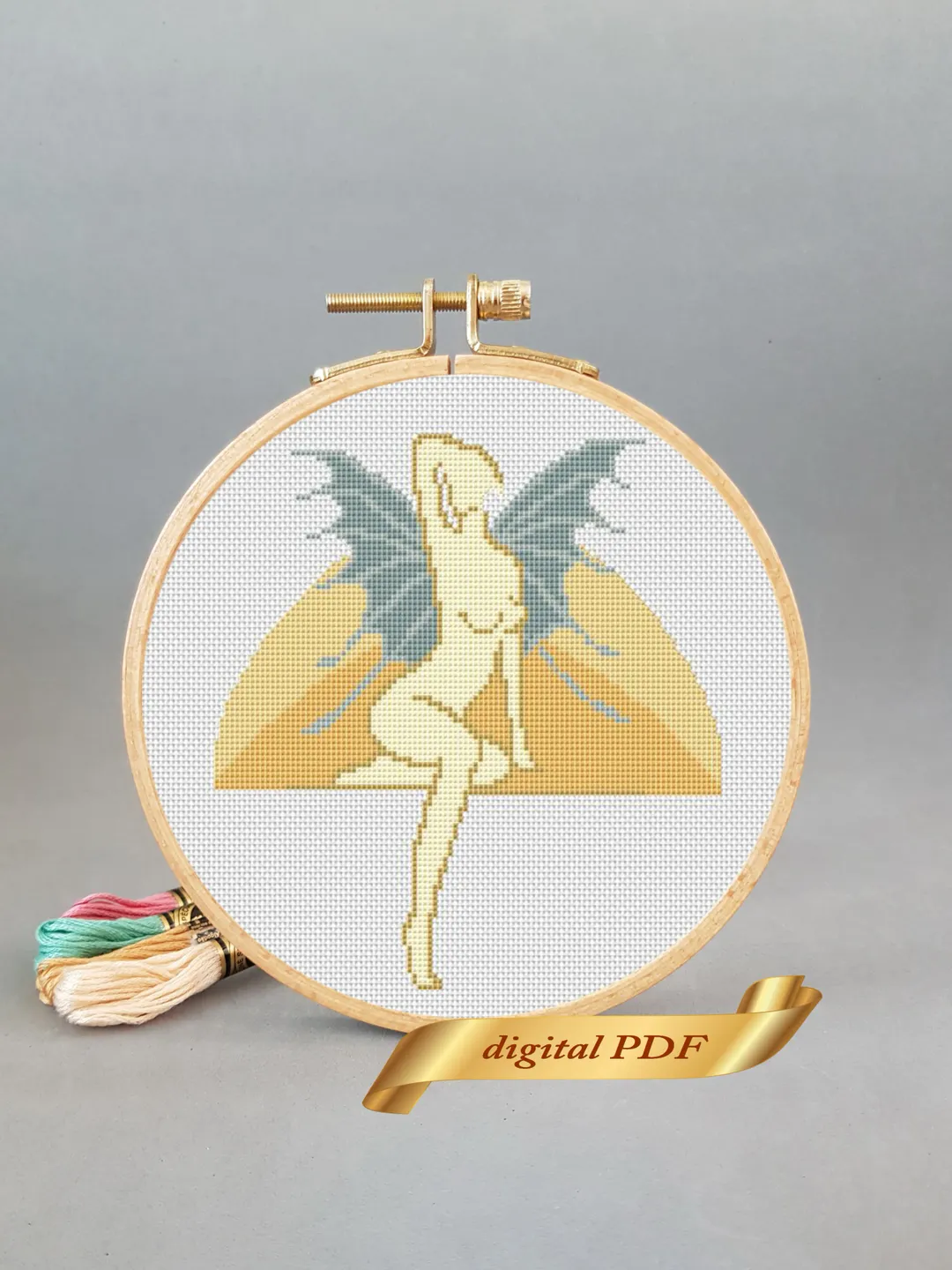 Cross stitch pattern naked woman, design easy embroidery DIY, abstract modern embroidery