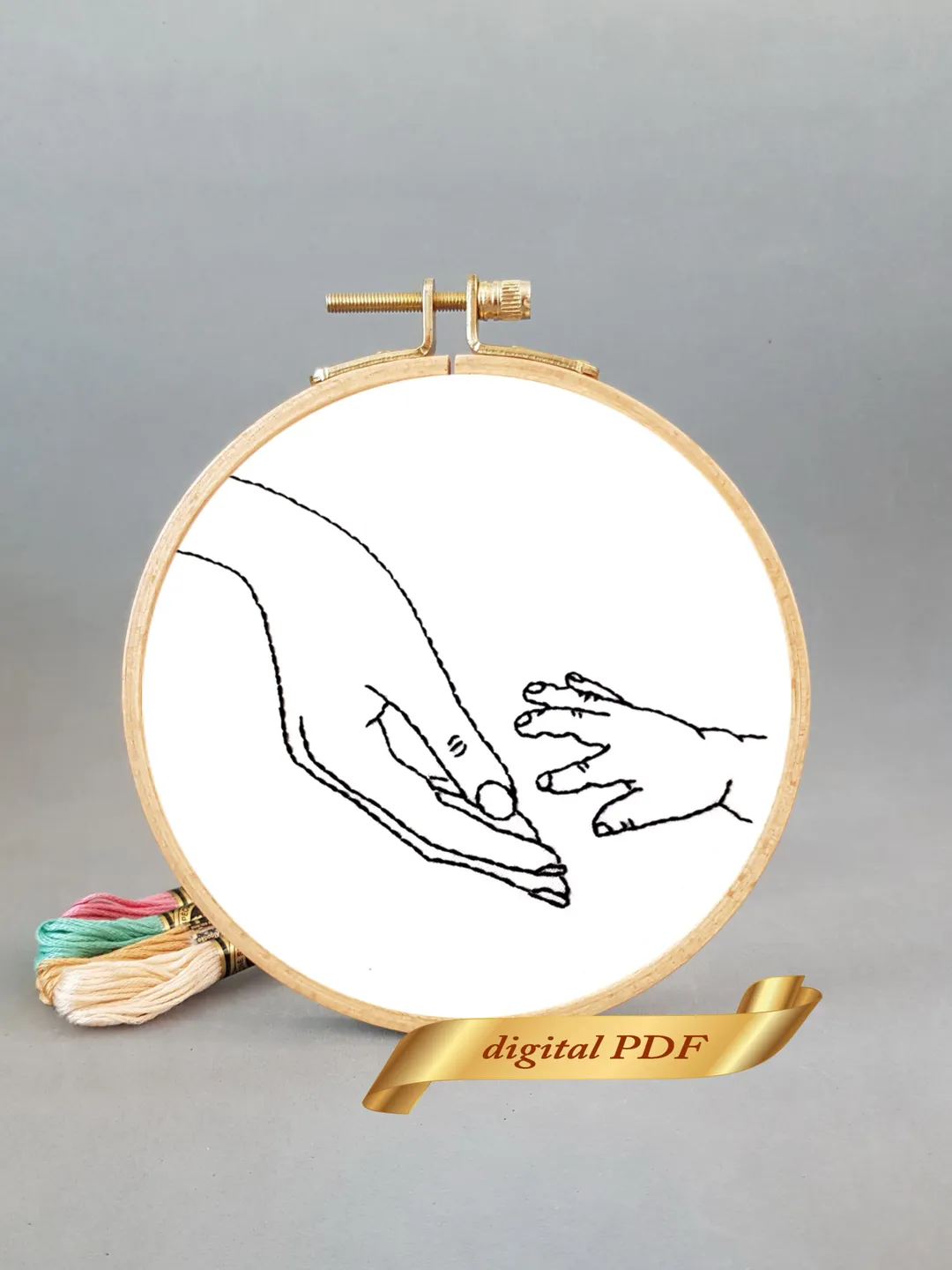 Silhouette hand pdf, pattern easy embroidery DIY, metrics for babies