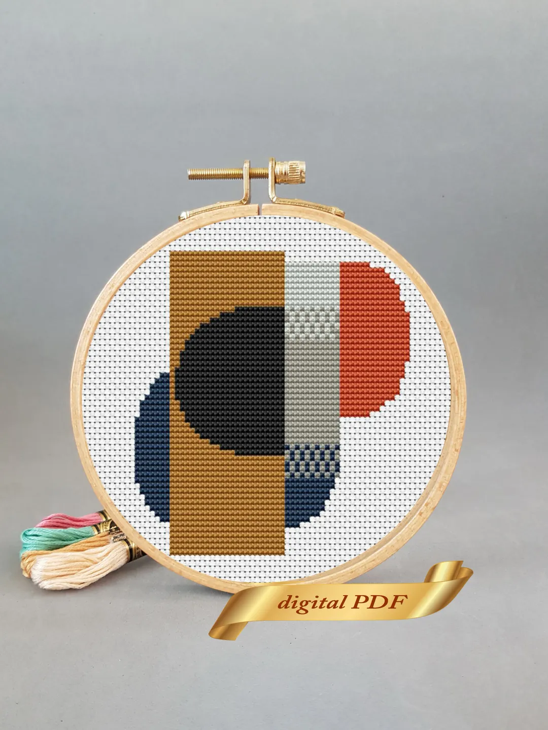 Abstract cross stitch pattern PDF, design easy embroidery DIY, modern embroidery