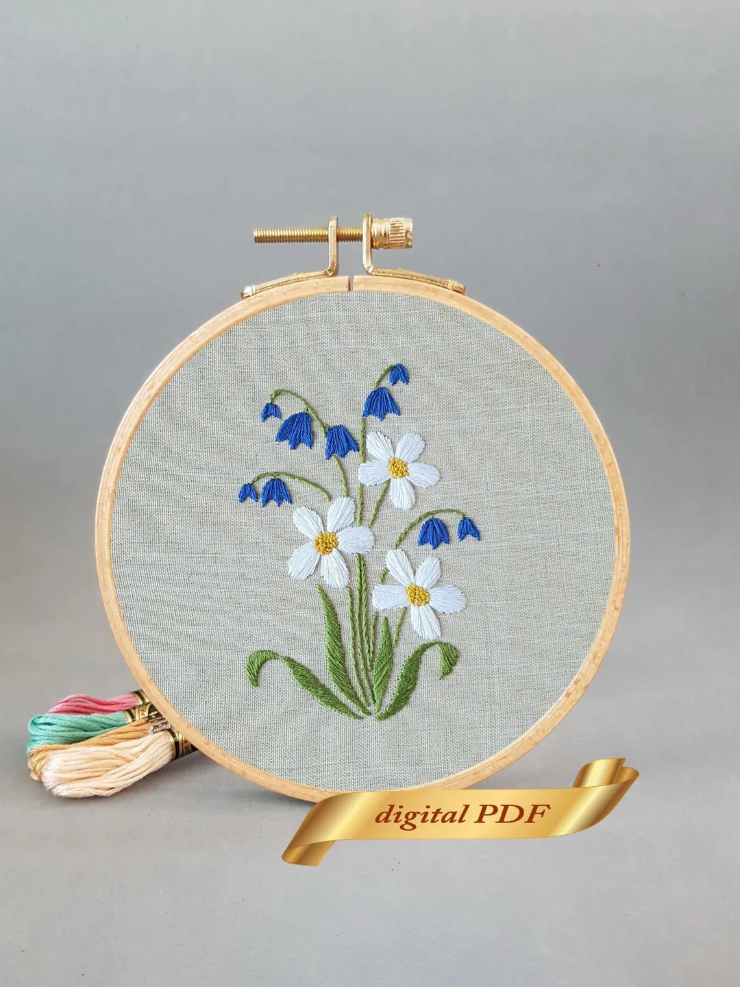 Daisy pattern hand embroidery DIY, Floral design pdf