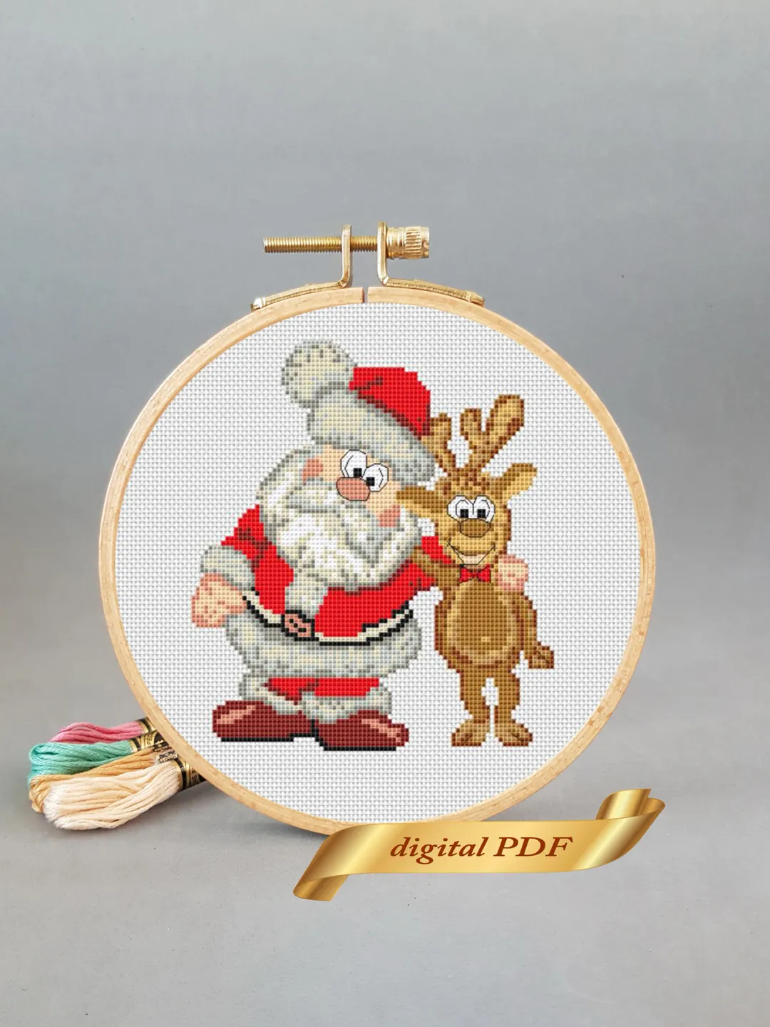 Santa and reindeer pattern cross stitch DIY, small cross stitch