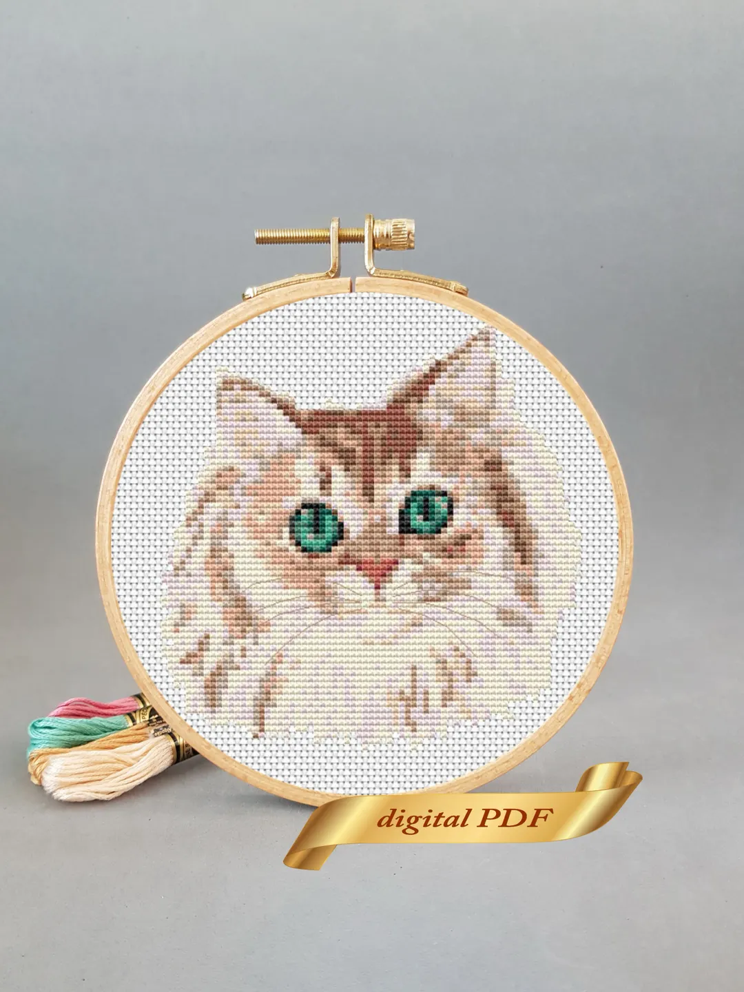 Cat pattern pdf cross stitch, pets embroidery DIY