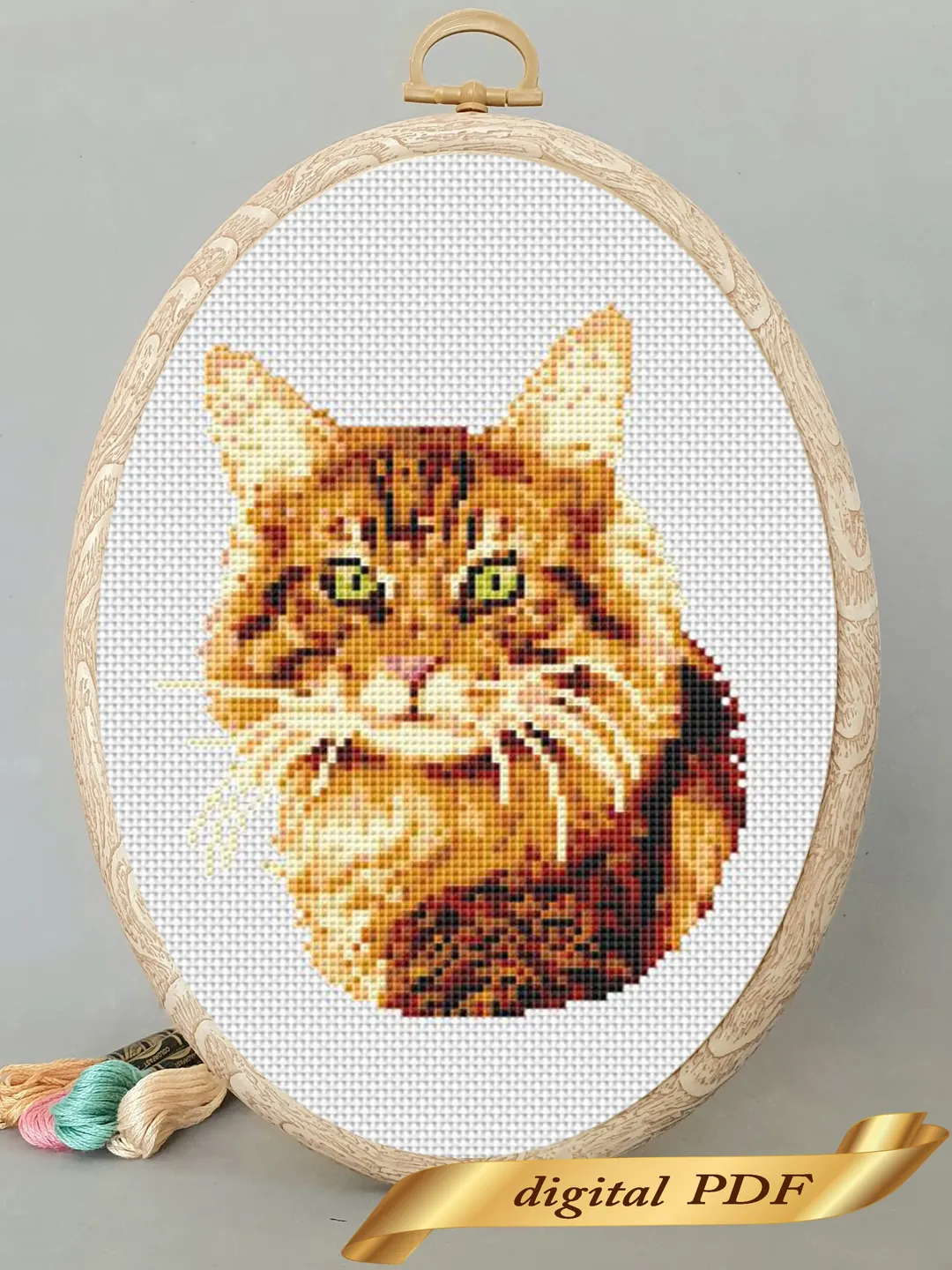 Cat pattern pdf cross stitch, pets embroidery DIY