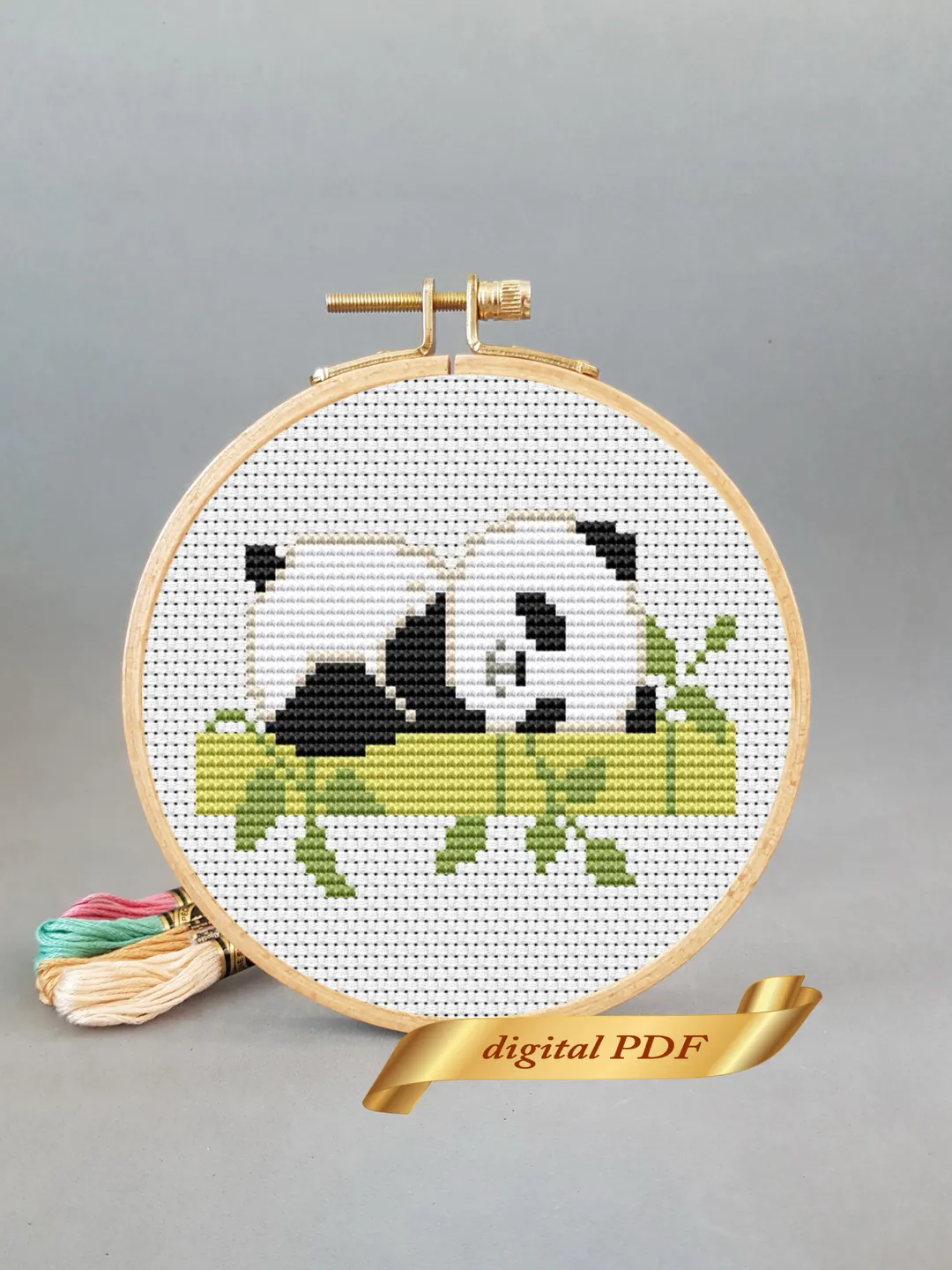 Panda pattern pdf cross stitch, small animals embroidery, easy cross stitch