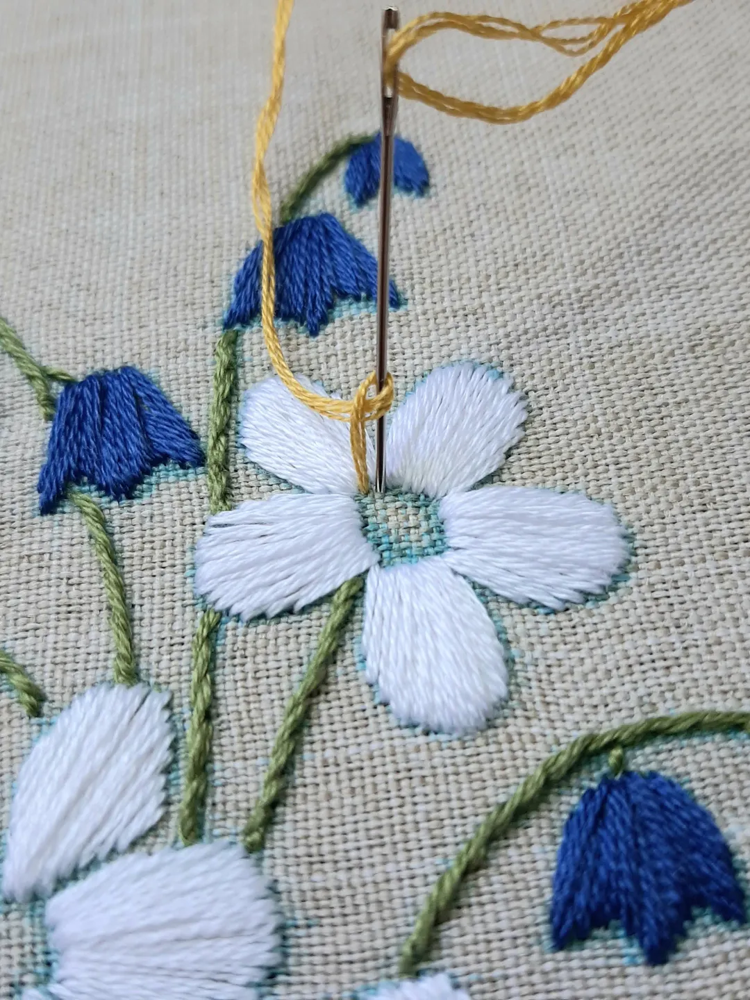 Floral pattern PDF hand embroidery DIY, Daisy and bells design