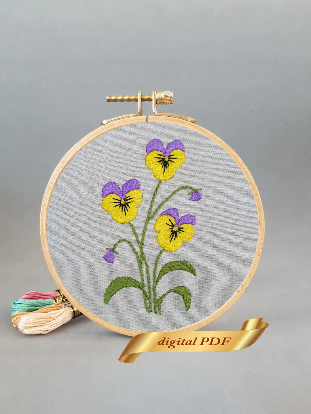 Violets pattern pdf embroidery, Easy hand embroidery DIY