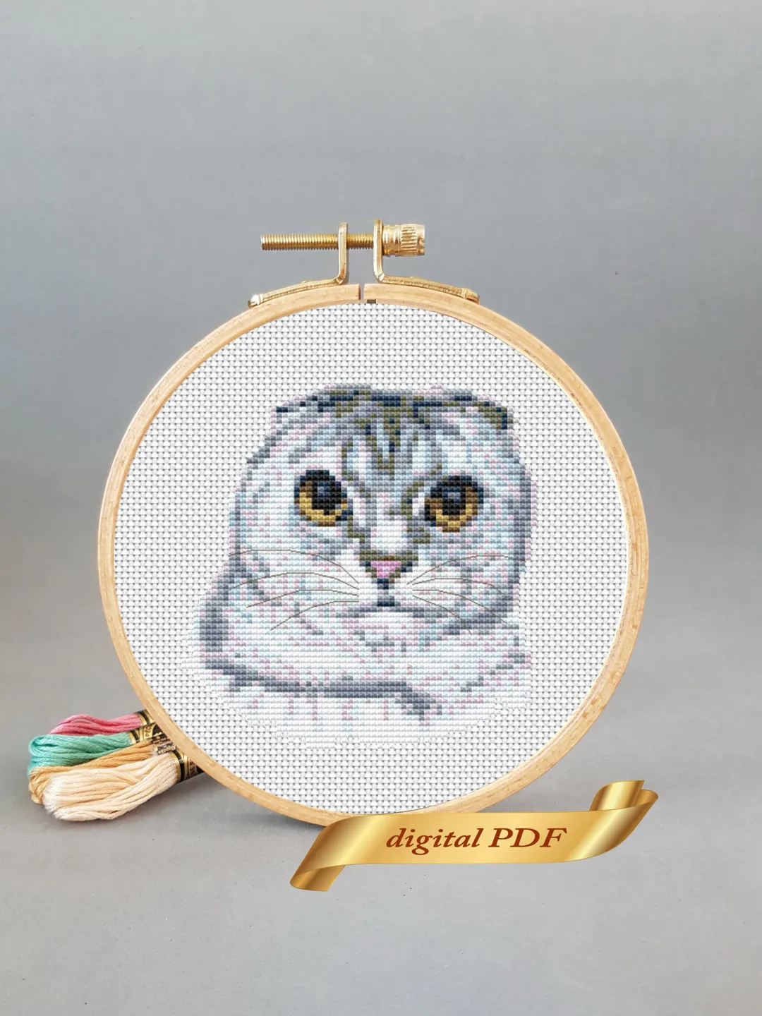Cat pattern pdf cross stitch, pets embroidery DIY