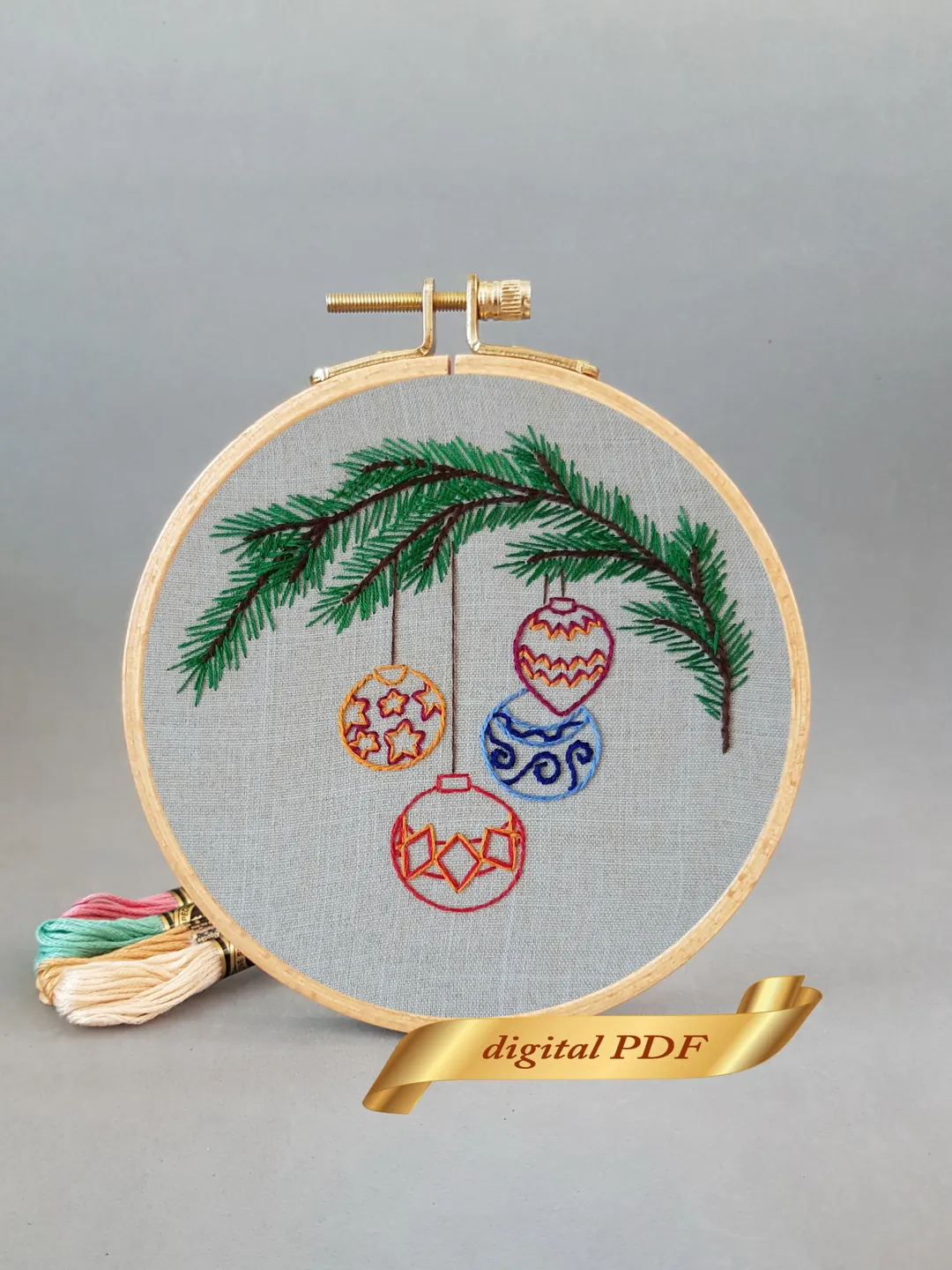 Christmas tree balls pattern pdf embroidery, Easy embroidery DIY
