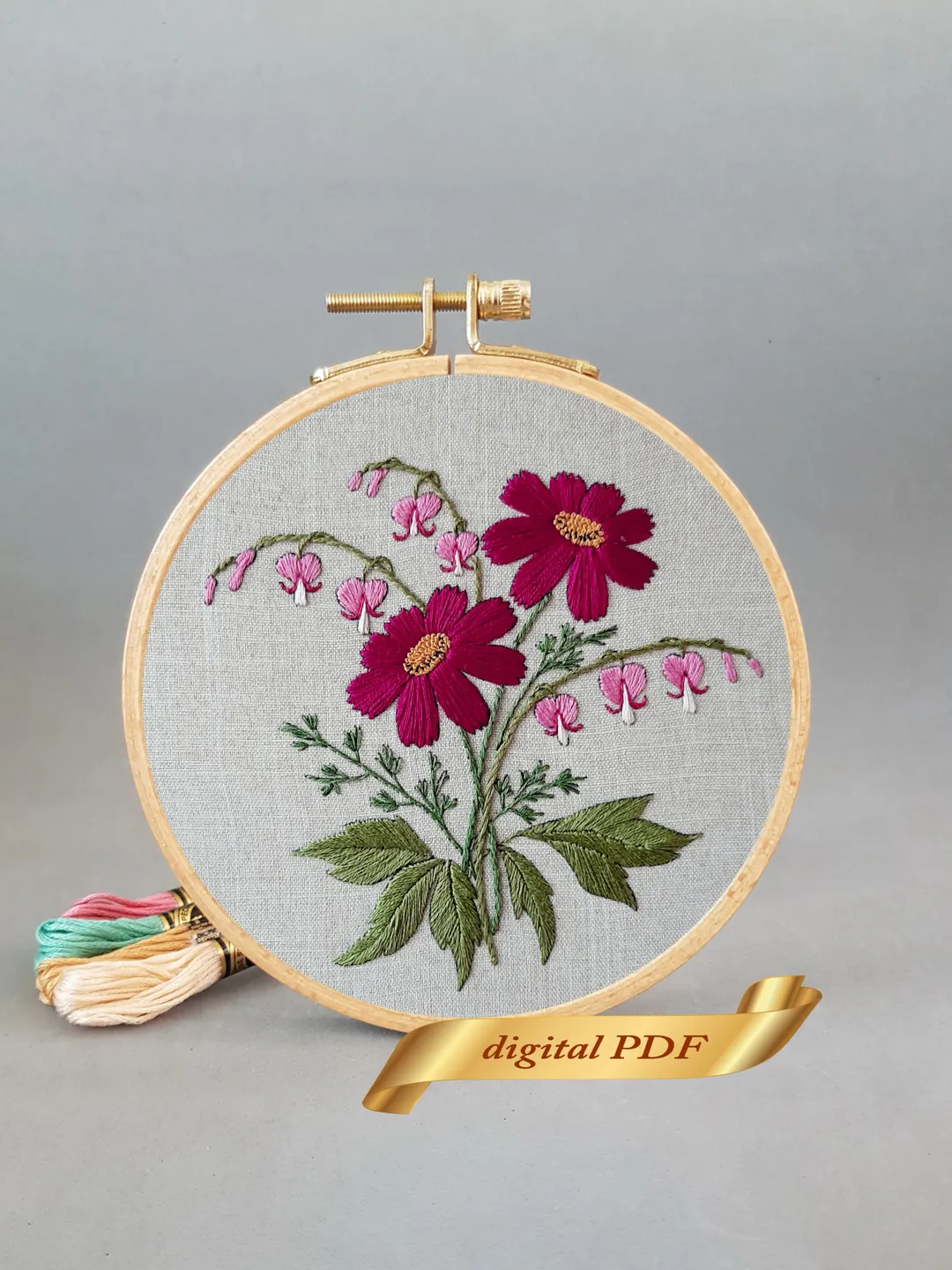 Garden flowers pattern pdf embroidery, Easy embroidery DIY
