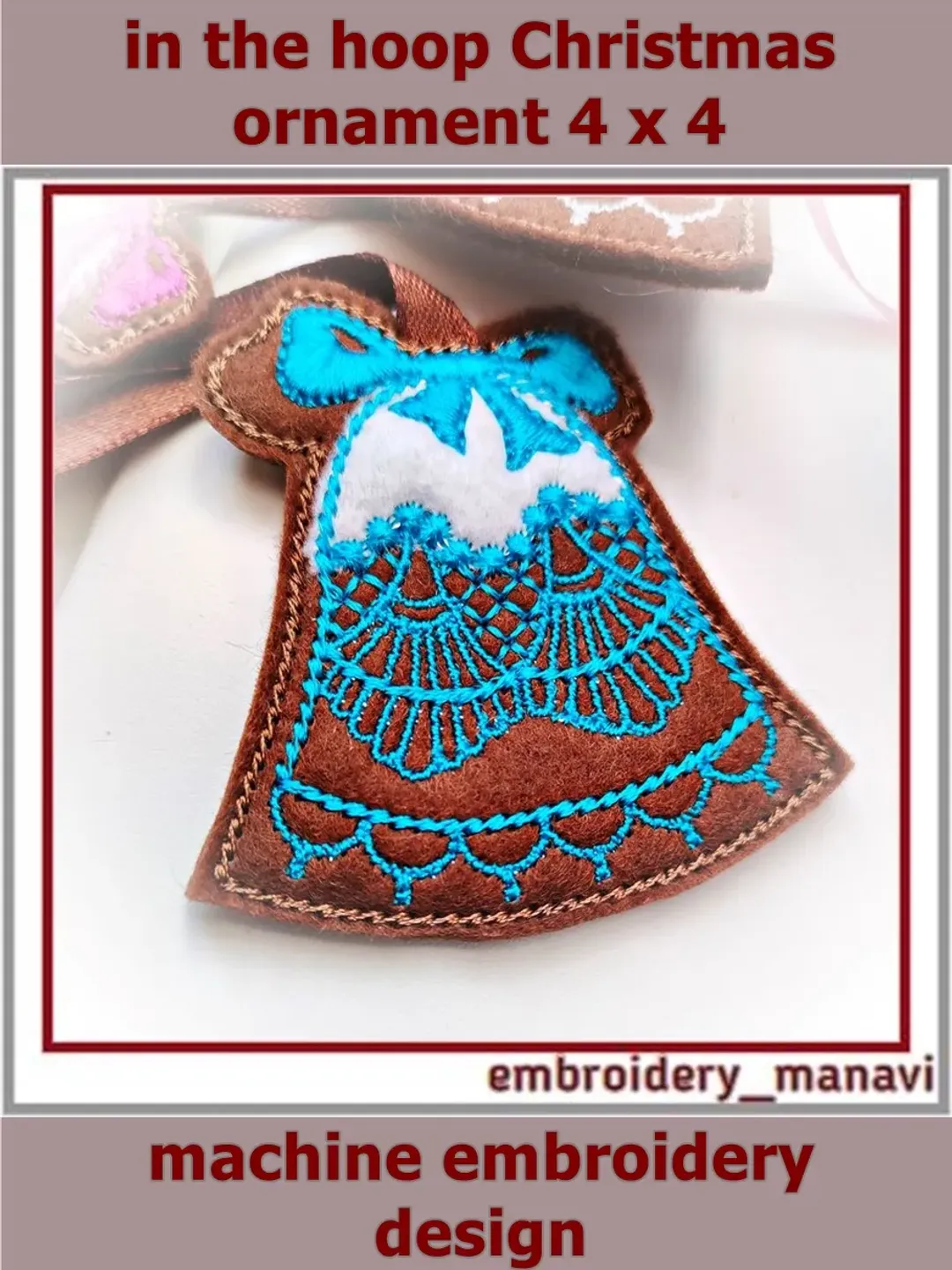 In the hoop gingerbread bell 3 embroidery design