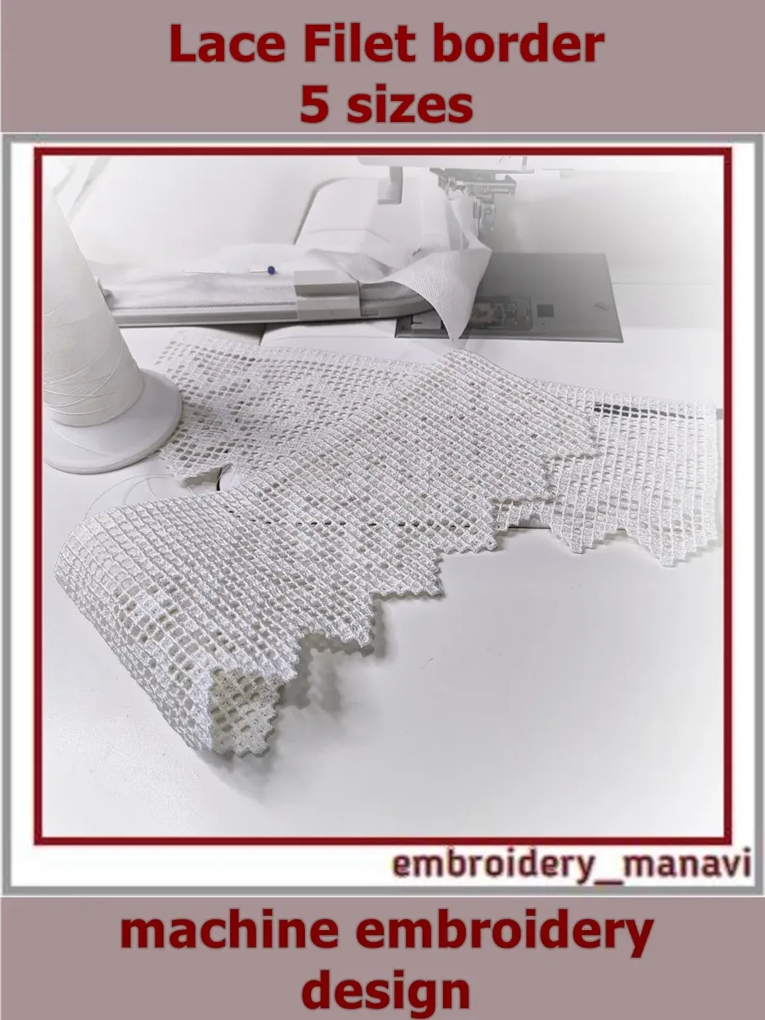 FSL In The Hoop Embroidery Design Lace Filet border - Embroidery Manavi 05