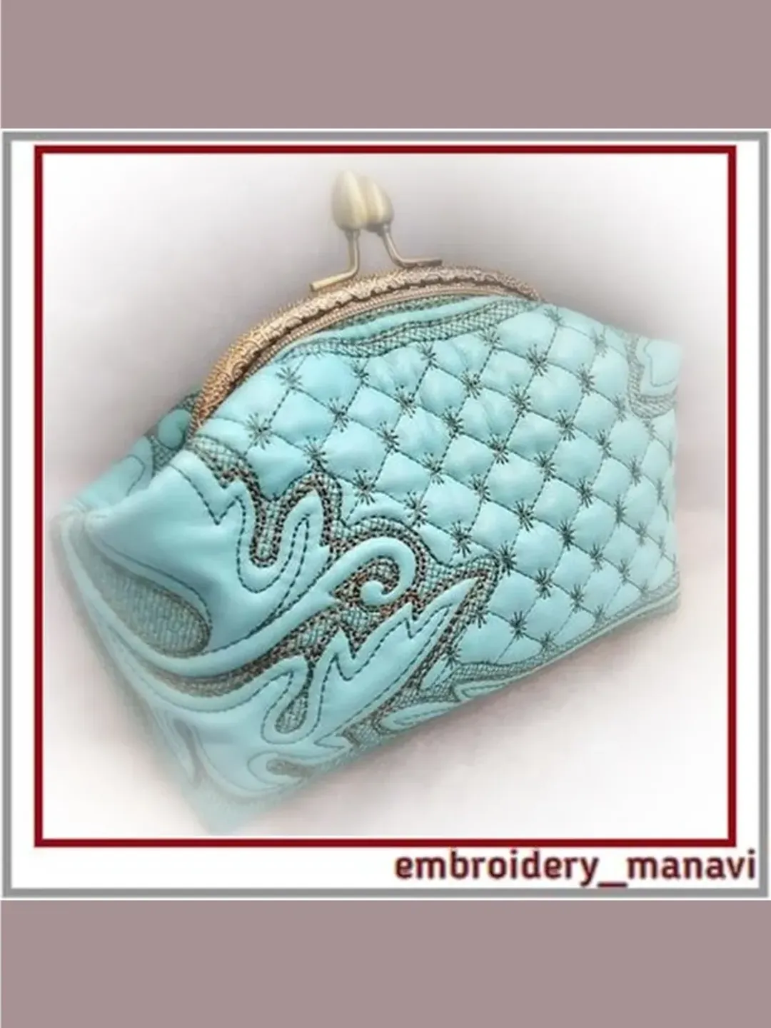 In the hoop machine embroidery design quilted Handbag purse