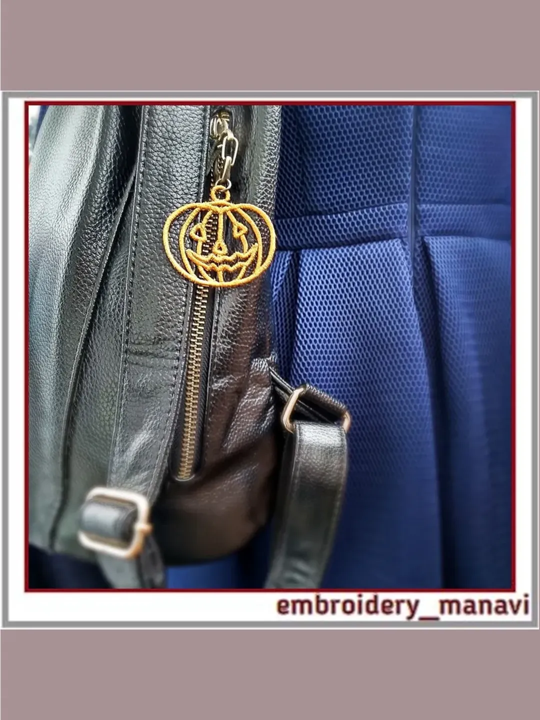 In the hoop Pendant Earrings Key fob FSL embroidery pumpkin ITH