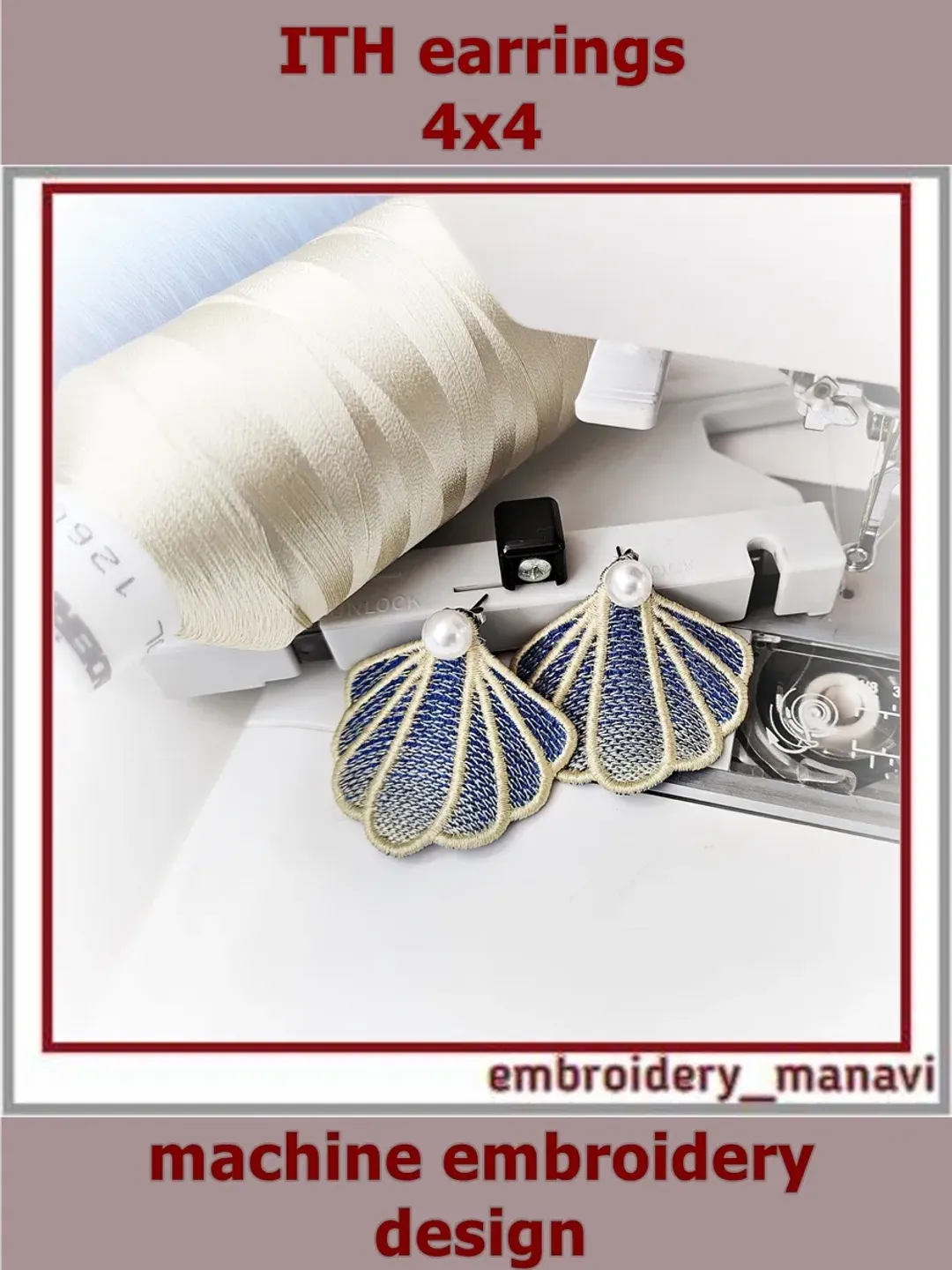 FSL In The Hoop embroidery Earrings Shell 3 (ITH) - Embroidery Manavi 05