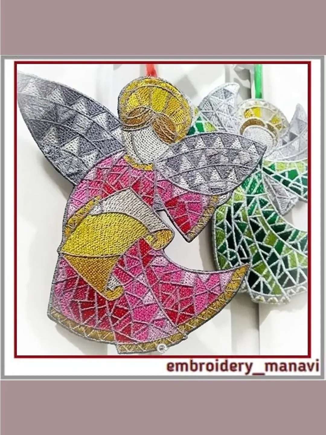 In the hoop Christmas angel 3 Machine Embroidery Design