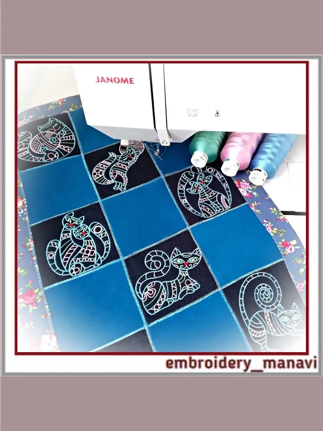 Embroidery designs set of 8 designs of cute and bright cats 4x4