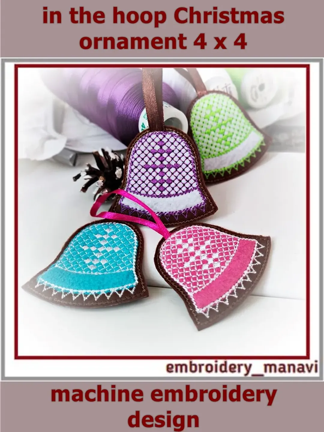 In the hoop Christmas gingerbread bell 1 embroidery design