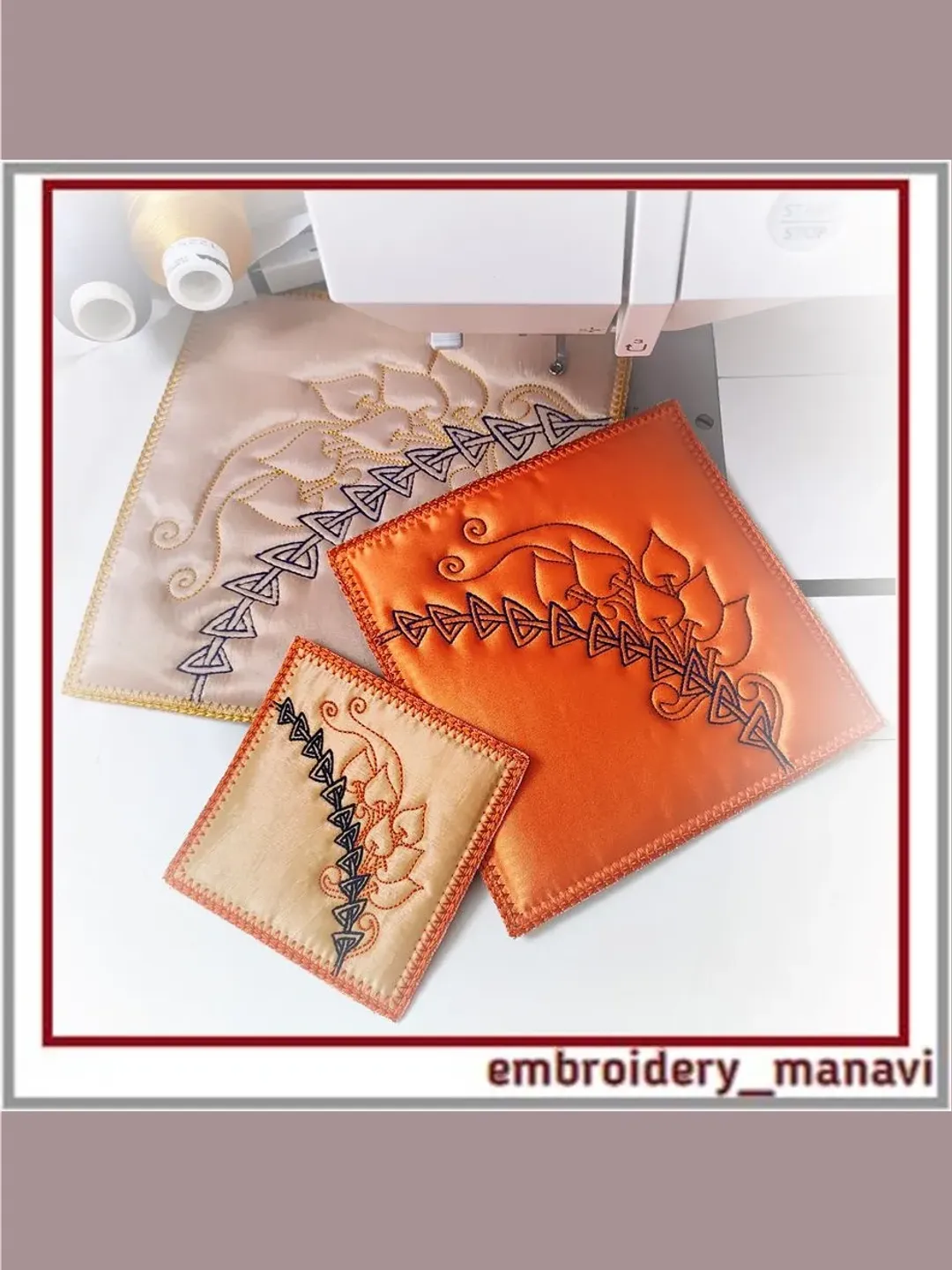 In The Hoop embroidery designs of napkins-stands for hot dishes in 3 sizes