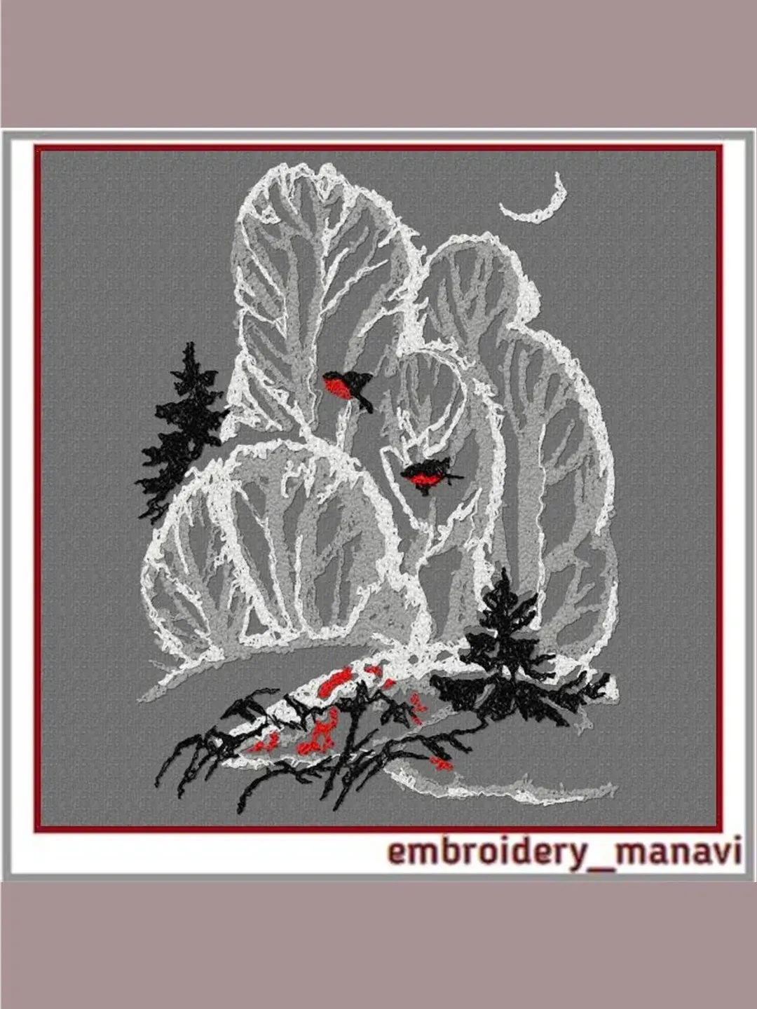 Winter tea set machine embroidery designs
