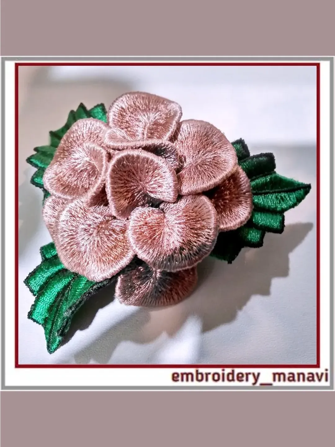 In the hoop Embroidery design 3D flower brooch "Peony"
