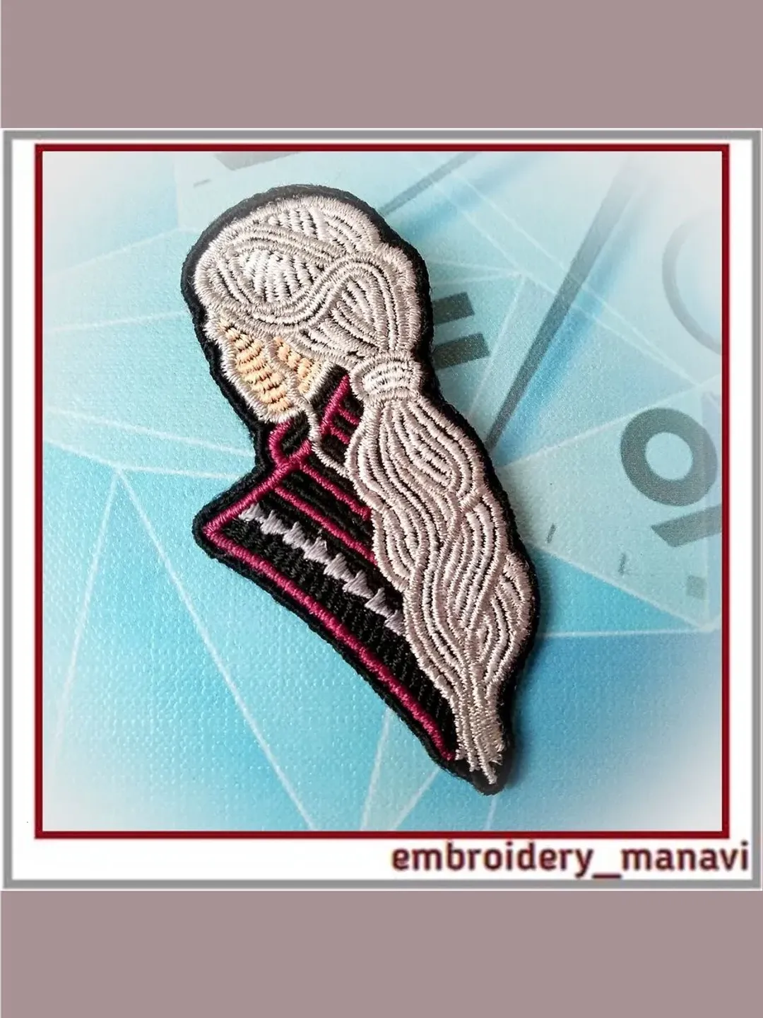 In the hoop brooch or patch Girl 2 Machine Embroidery Design