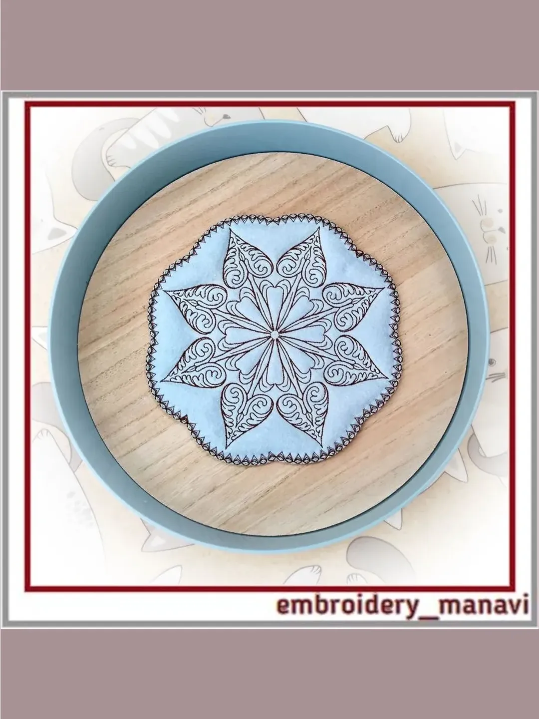 ITH embroidery design napkins lunch mat for hot plates mugs