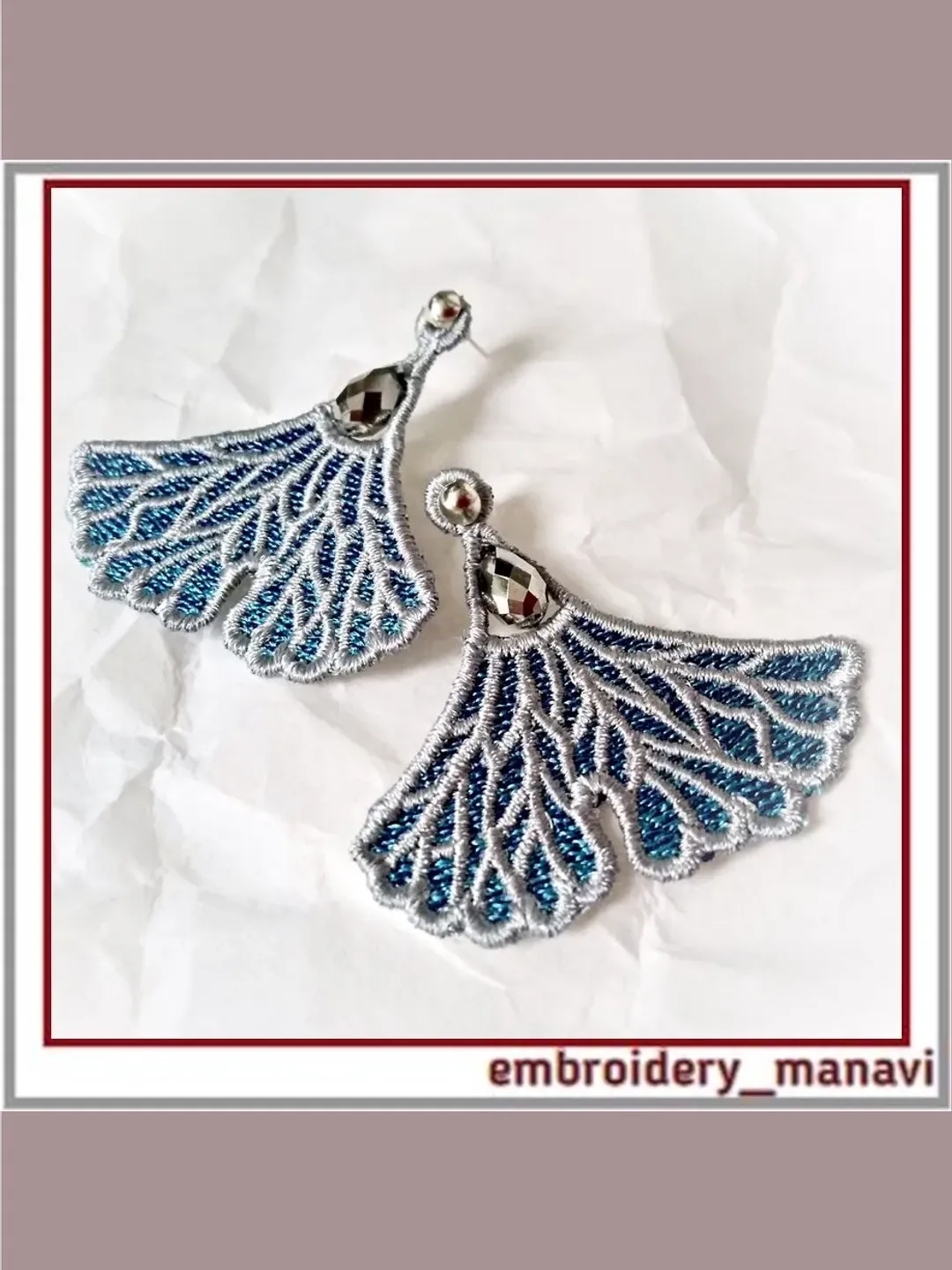 ITH project FSL Embroidery design earrings Frosty Leaves