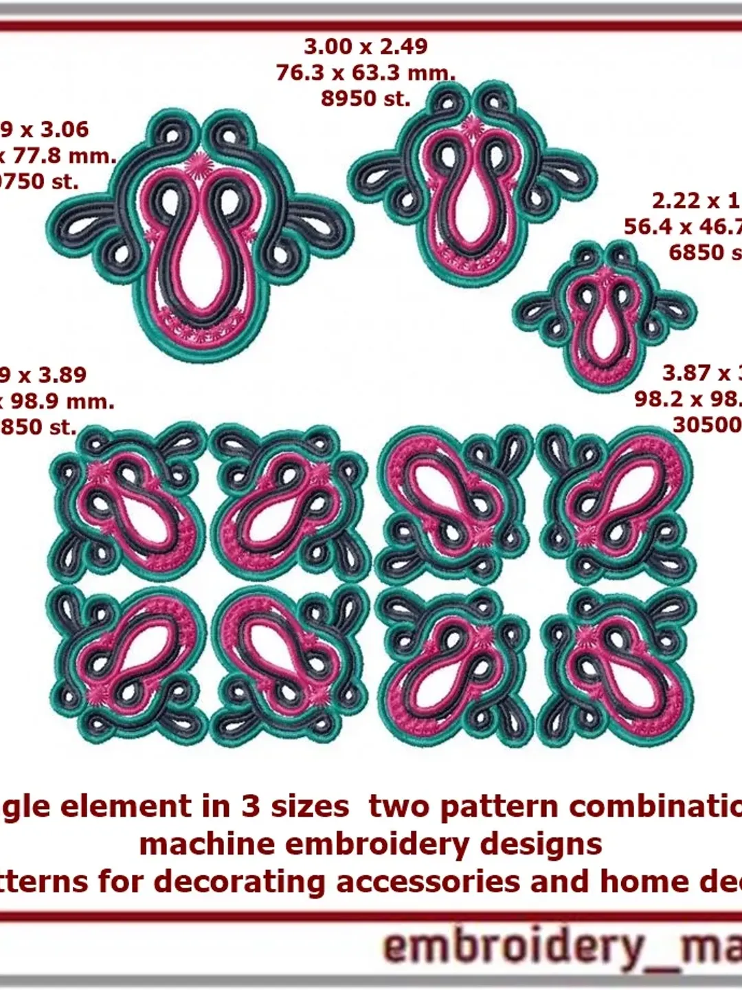 Machine embroidery designs patterns for decorating accessories and home ...